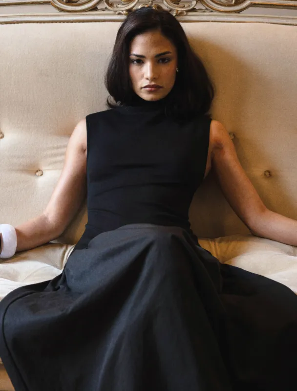 Naia Drop Waist Sleeveless Midaxi Dress - Black sold by Pretty Lavish