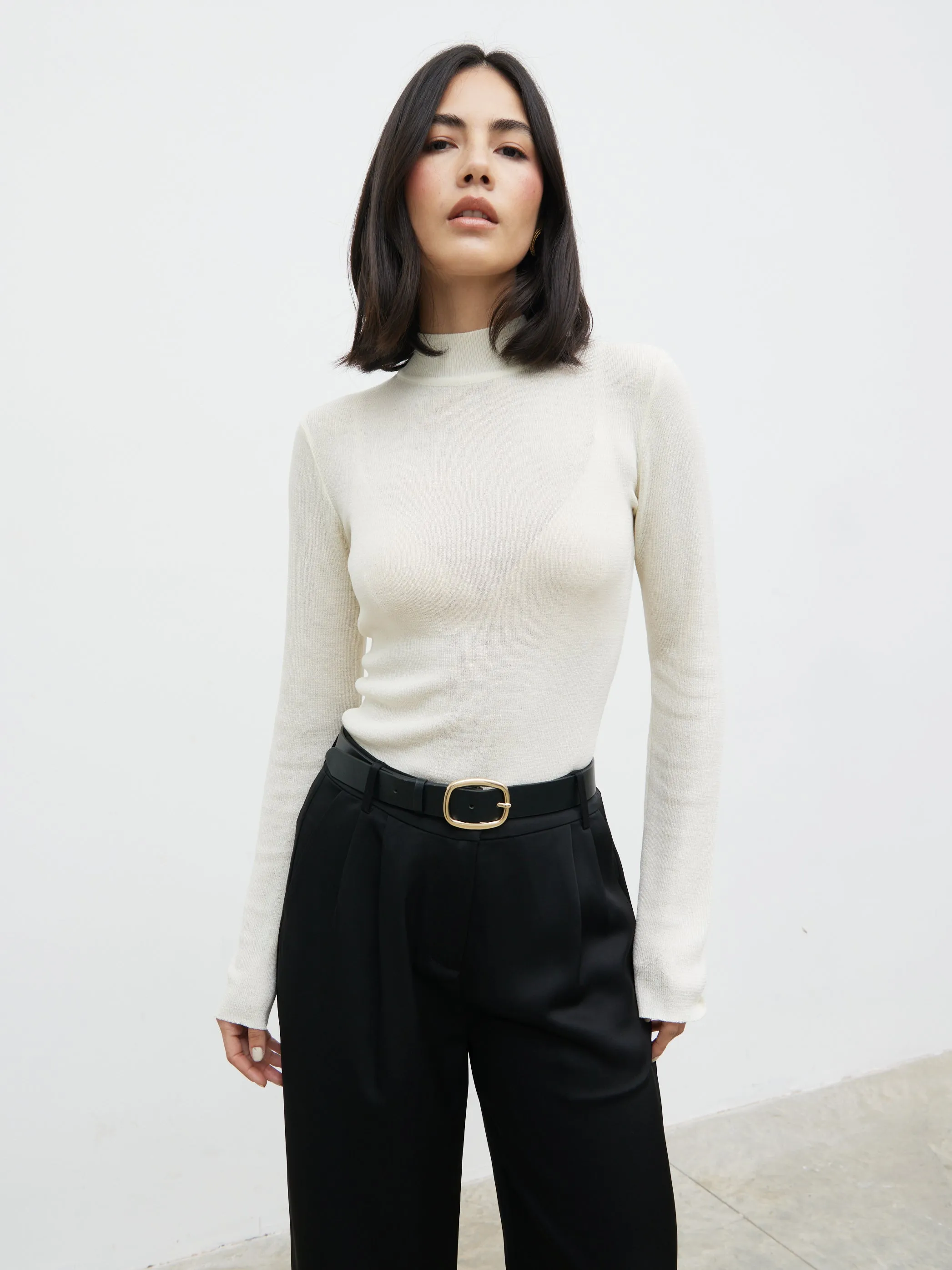 Charli Sheer Knit Top - Cream sold by Pretty Lavish product image thumbnail 2