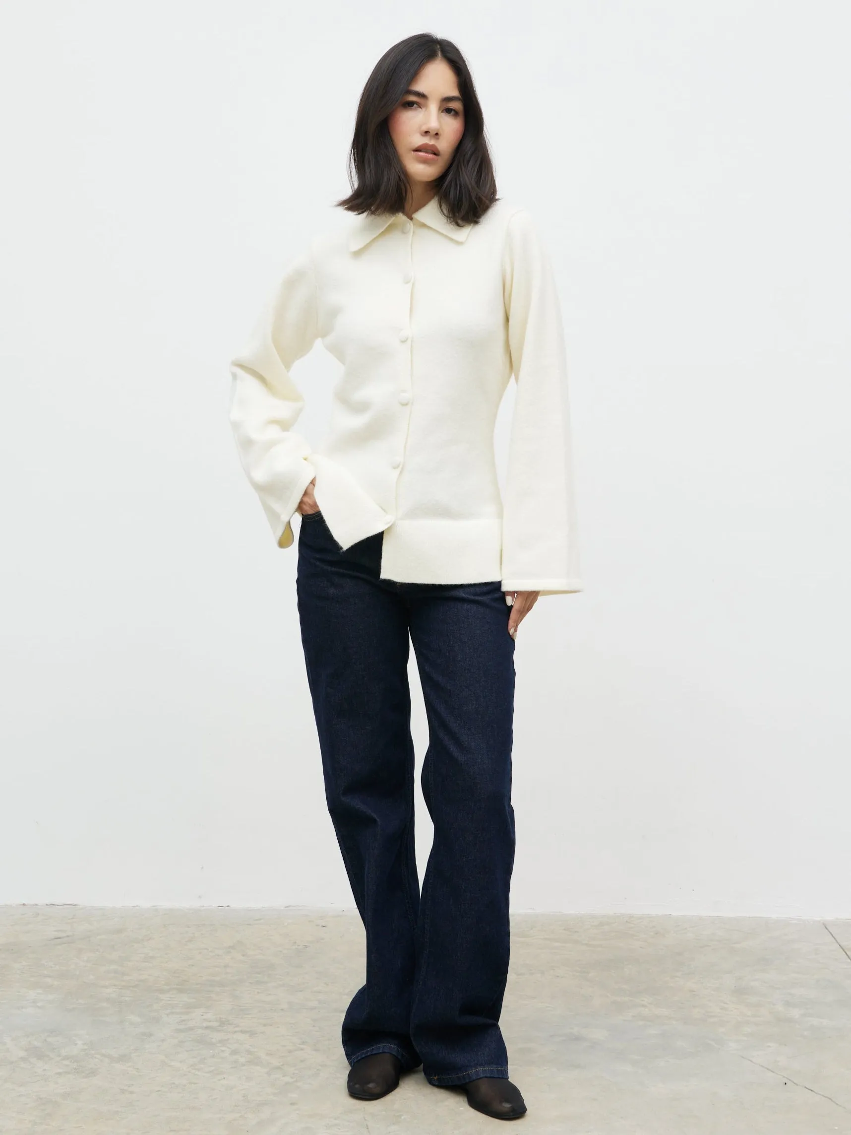 Ellice Collared Knit Cardigan - Cream sold by Pretty Lavish product image thumbnail 4