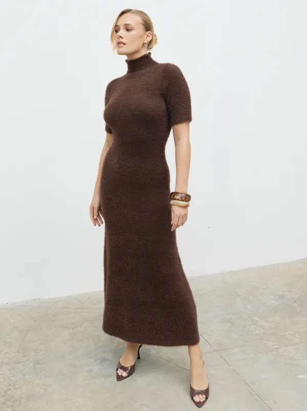 Belisse Short Sleeve Knit Midaxi Dress - Chocolate sold by Pretty Lavish