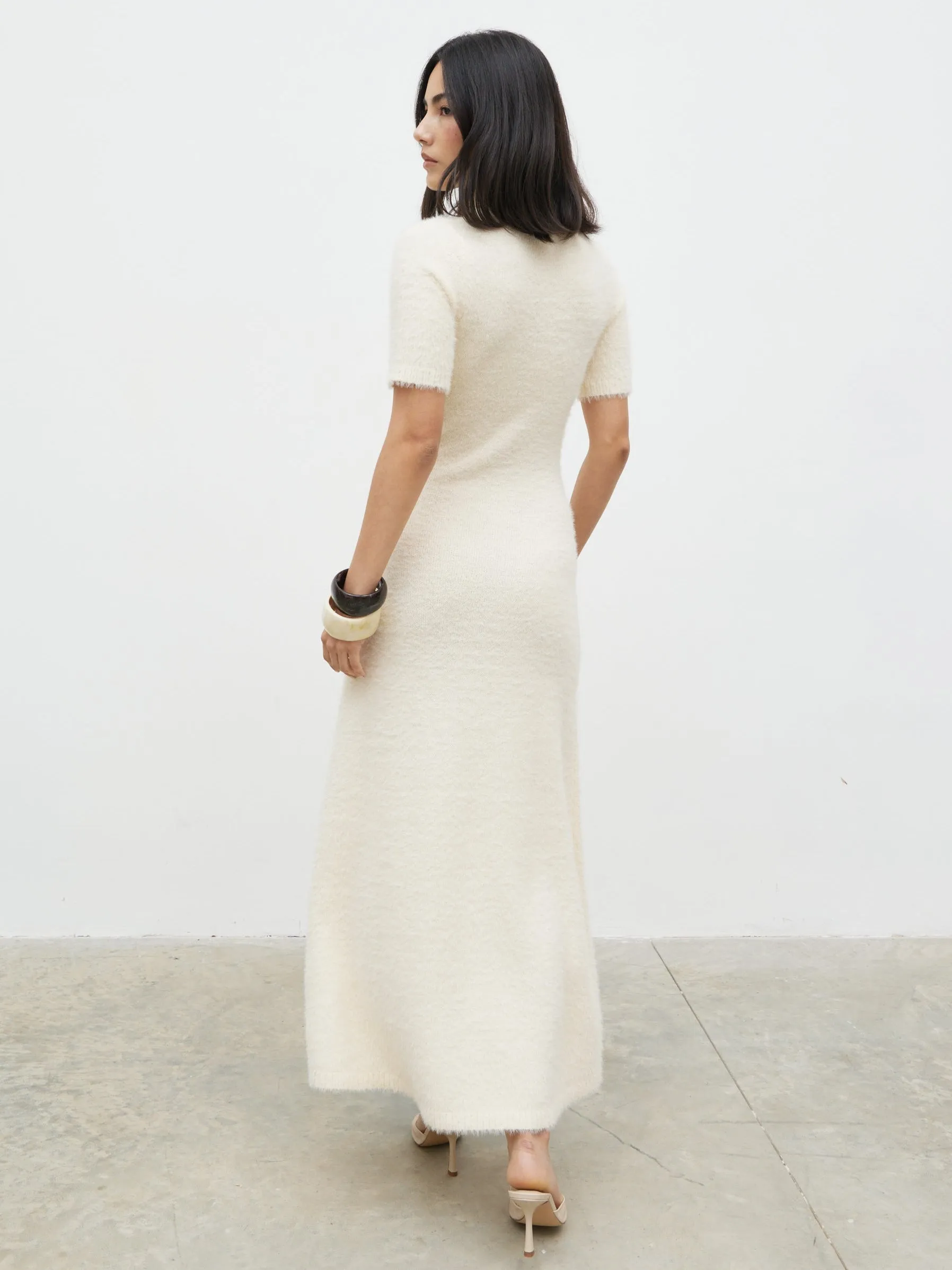 Belisse Short Sleeve Knit Midaxi Dress - Cream sold by Pretty Lavish product image thumbnail 5