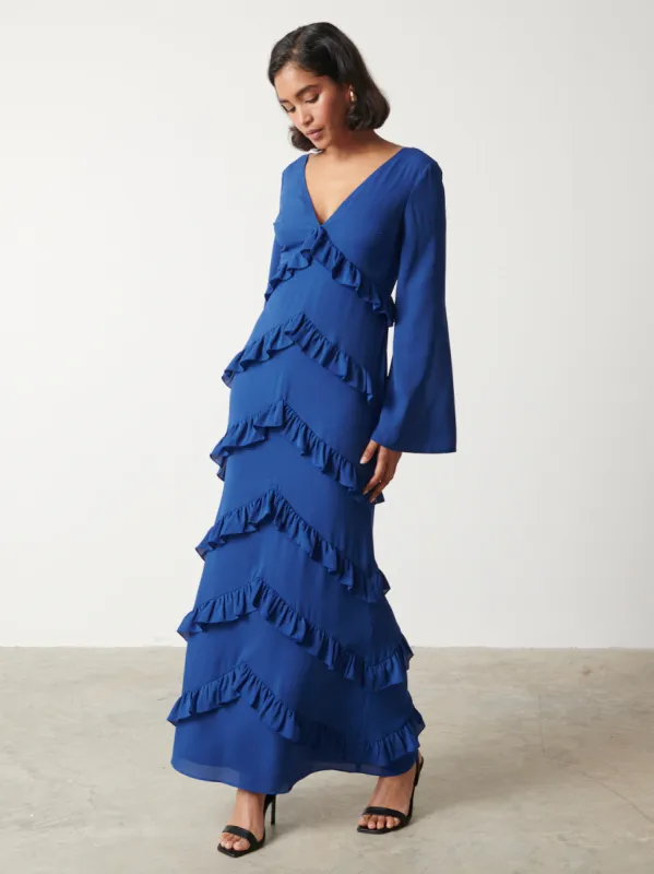 Paige Ruffle Maxi Dress - Colbalt Blue sold by Pretty Lavish