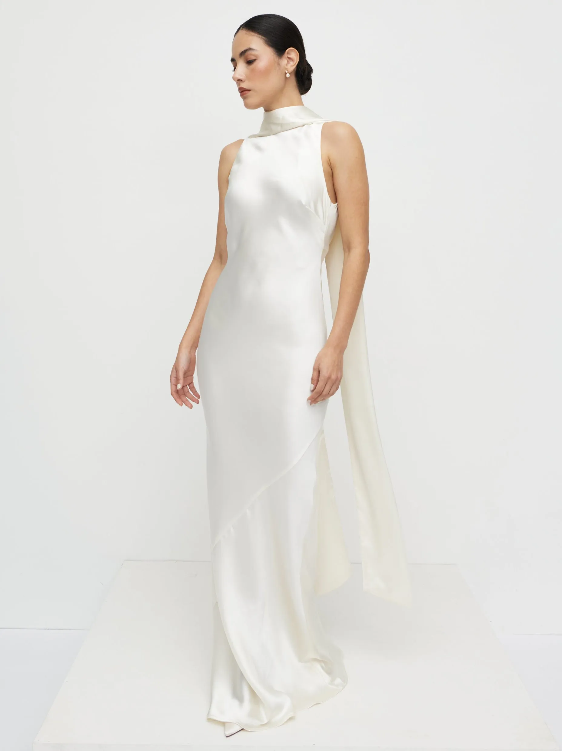 Lethe Scarf Backless Maxi Dress - Ivory sold by Pretty Lavish product image thumbnail 3