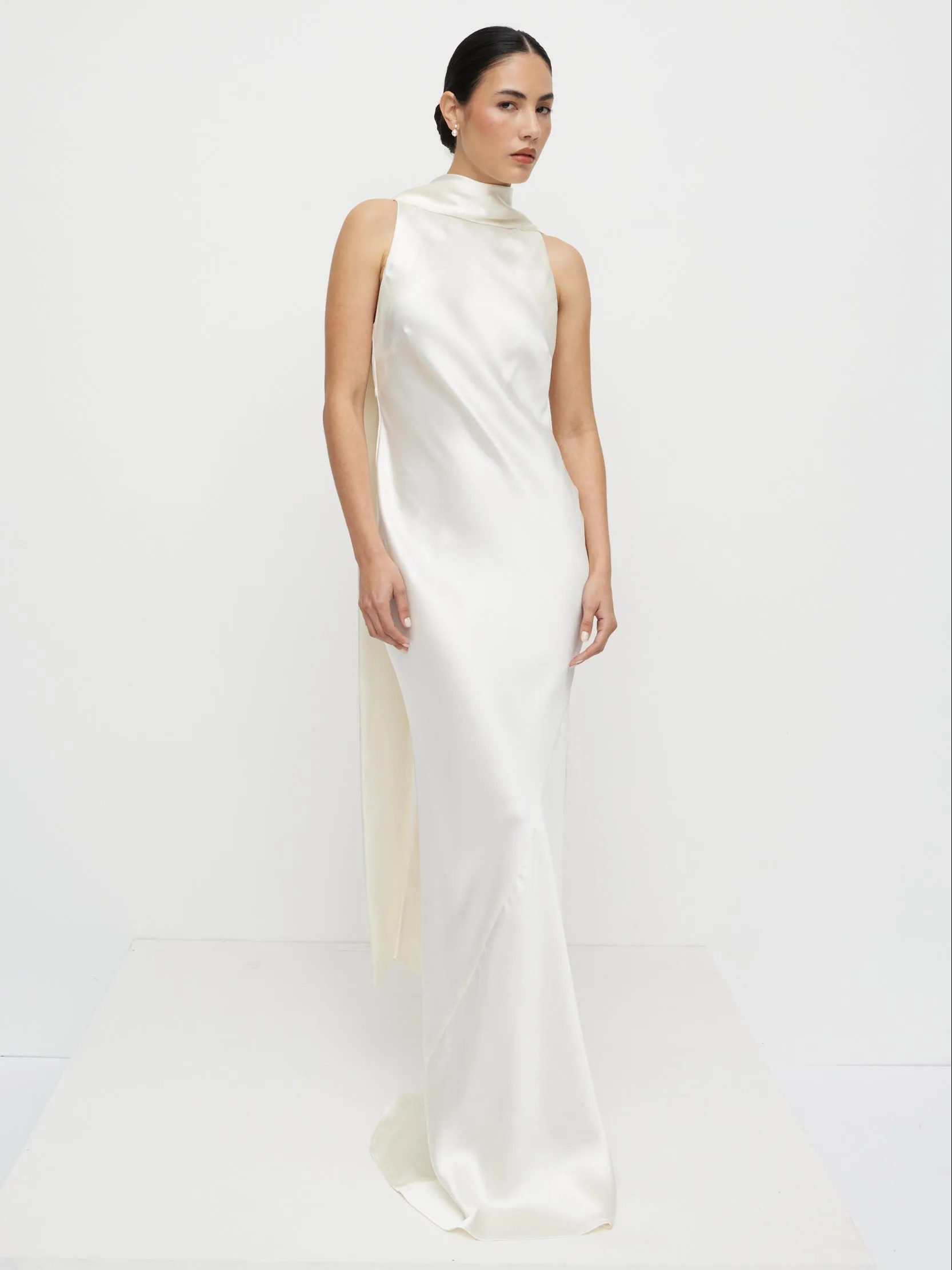 Lethe Scarf Backless Maxi Dress - Ivory sold by Pretty Lavish