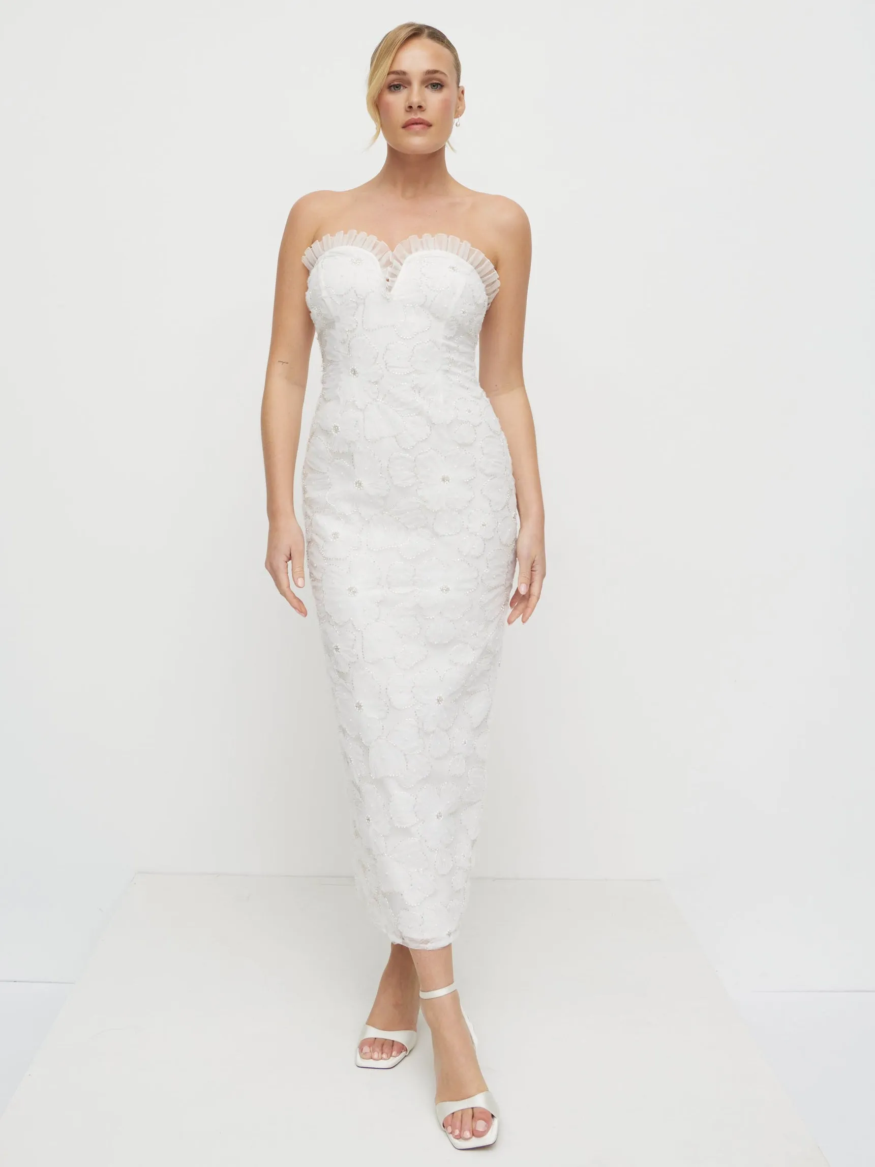 Ravenna Embellished Floral Midaxi Dress - Ivory sold by Pretty Lavish product image thumbnail 5