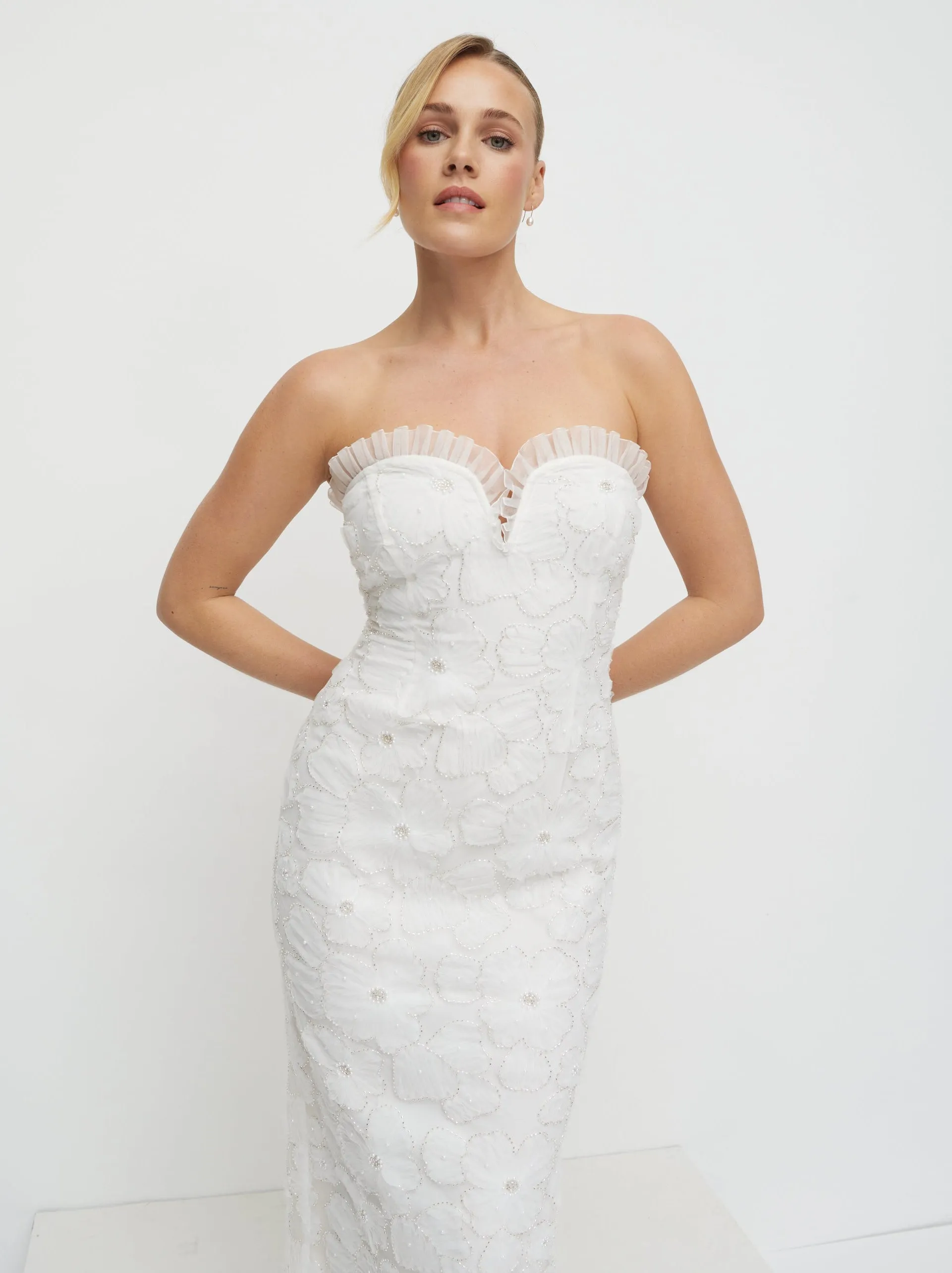 Ravenna Embellished Floral Midaxi Dress - Ivory sold by Pretty Lavish product image thumbnail 2