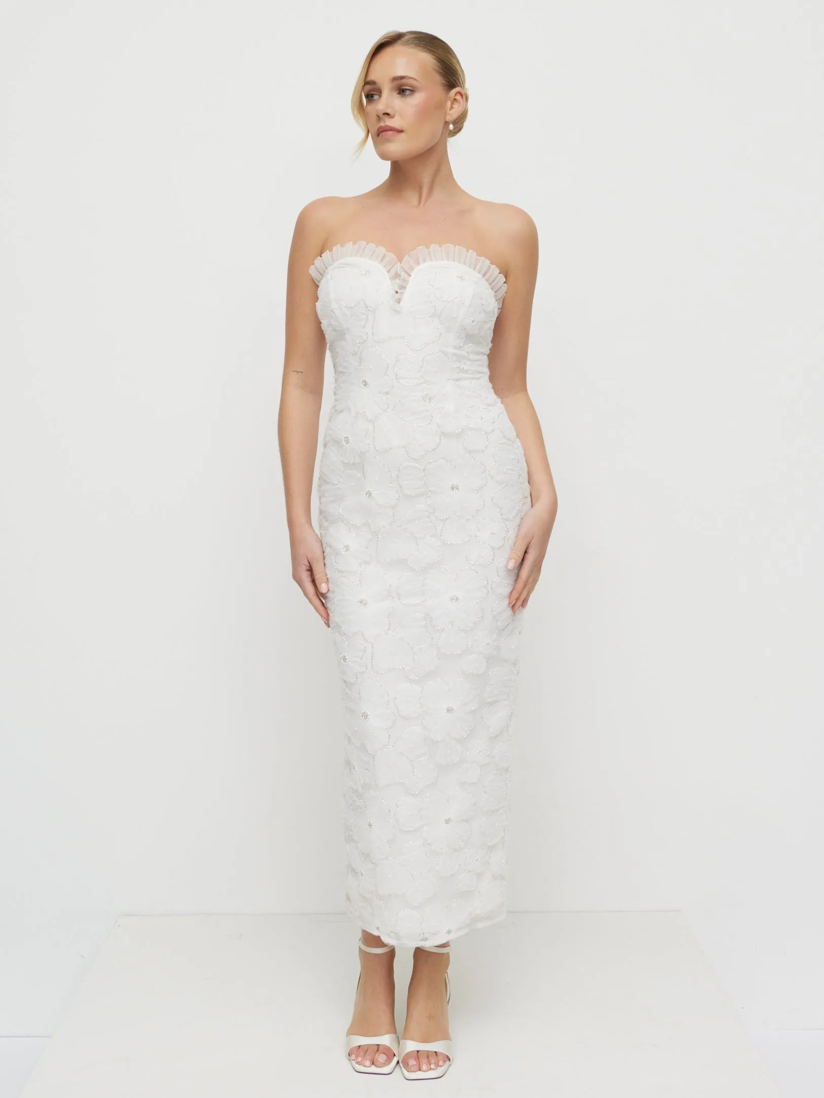 Ravenna Embellished Floral Midaxi Dress - Ivory sold by Pretty Lavish product image thumbnail 3