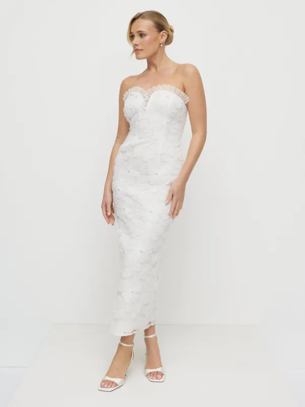 Ravenna Embellished Floral Midaxi Dress - Ivory made by Pretty Lavish