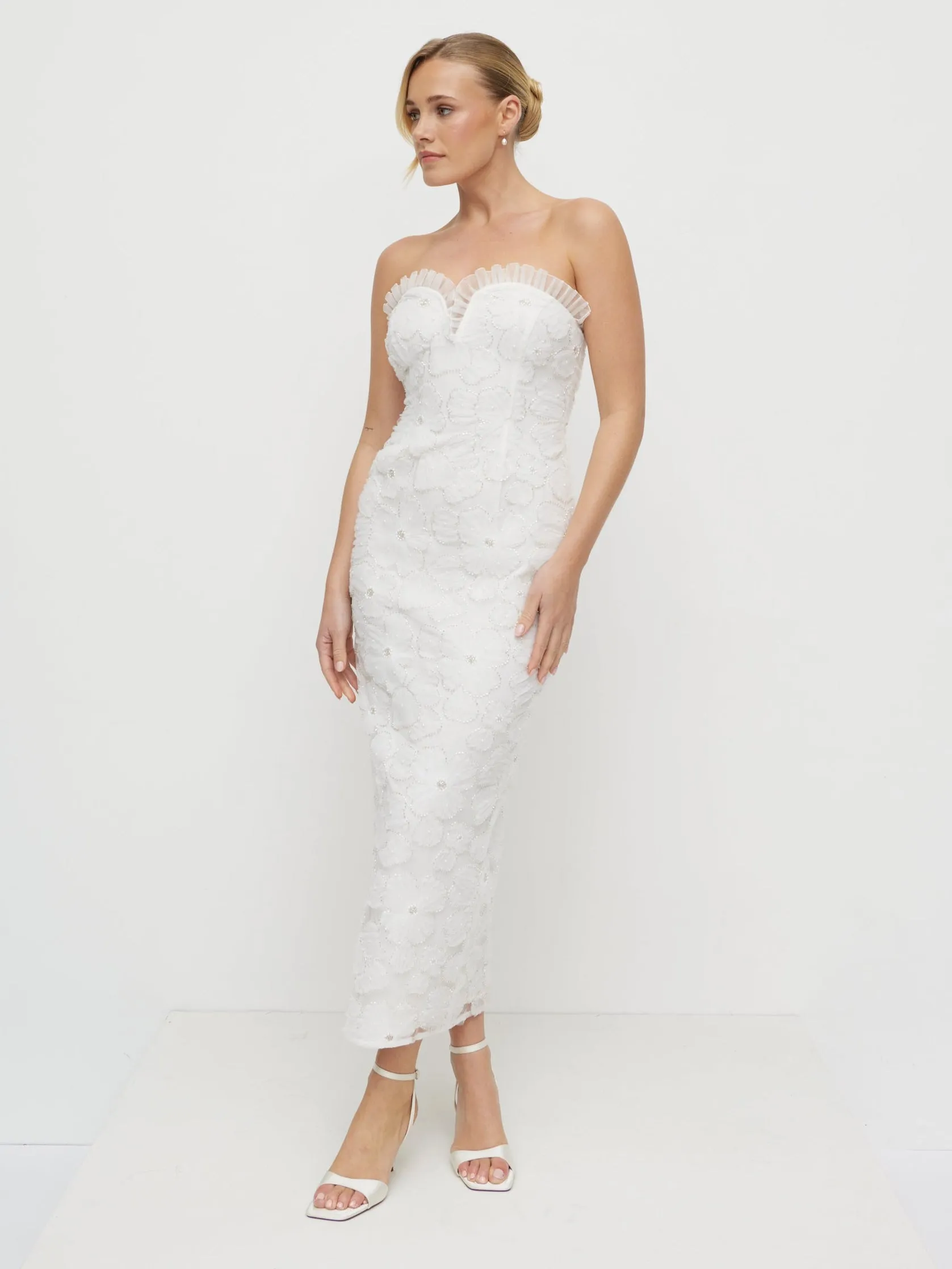 Ravenna Embellished Floral Midaxi Dress - Ivory sold by Pretty Lavish