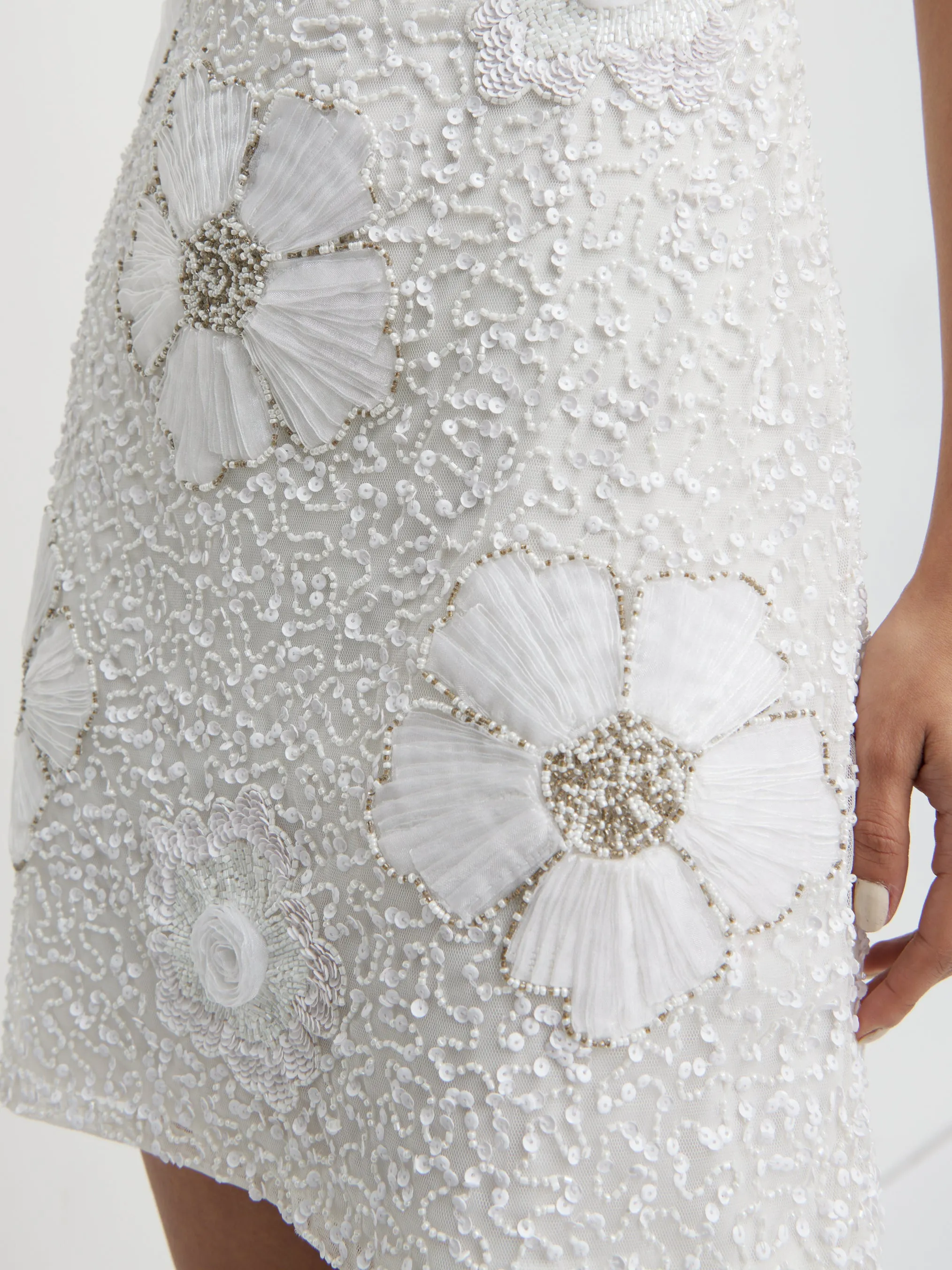 Rhodes Floral Embellished Mini Dress - Ivory sold by Pretty Lavish product image thumbnail 2