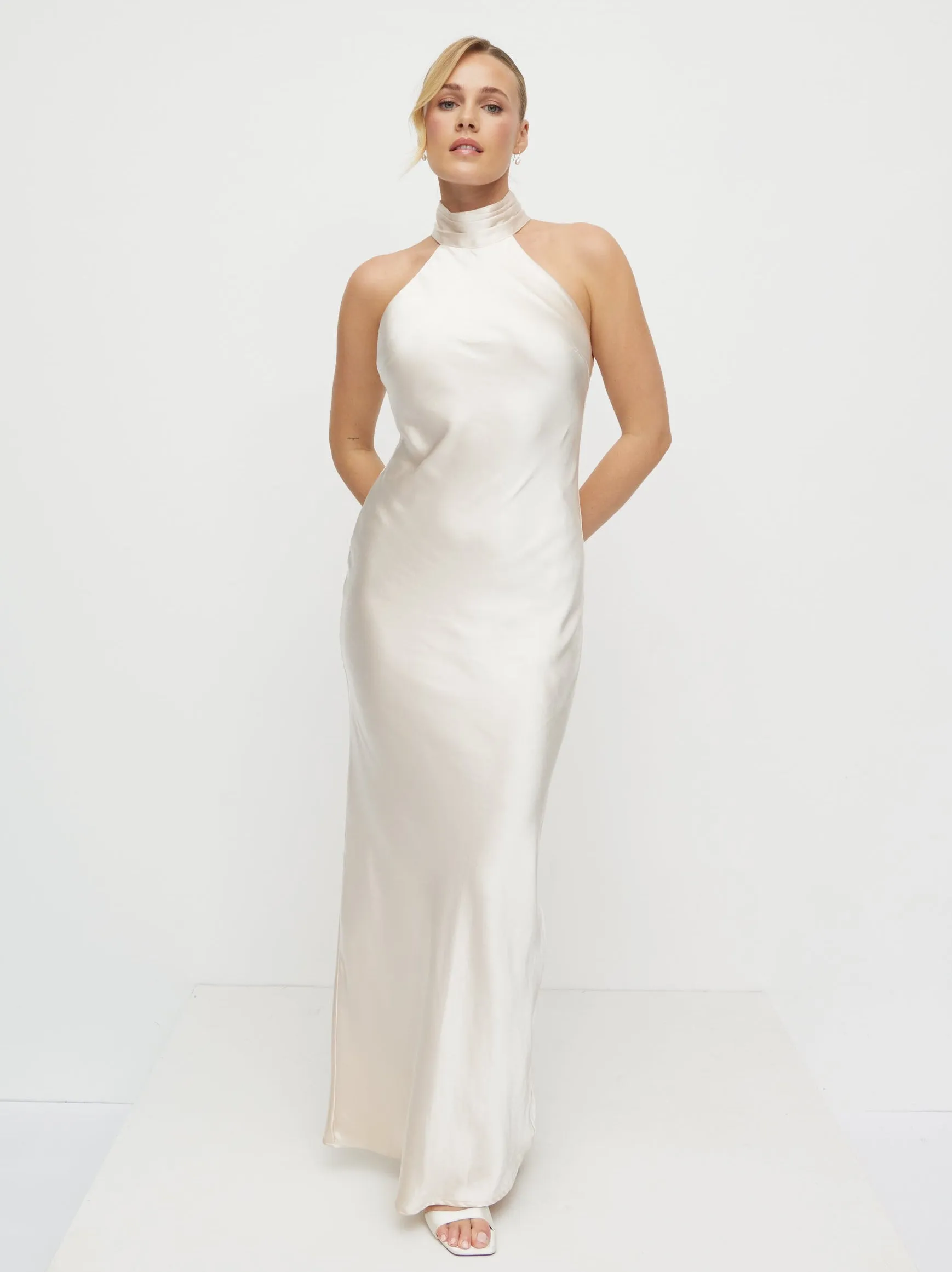 Kiara Satin Maxi Dress - Champagne sold by Pretty Lavish product image thumbnail 5