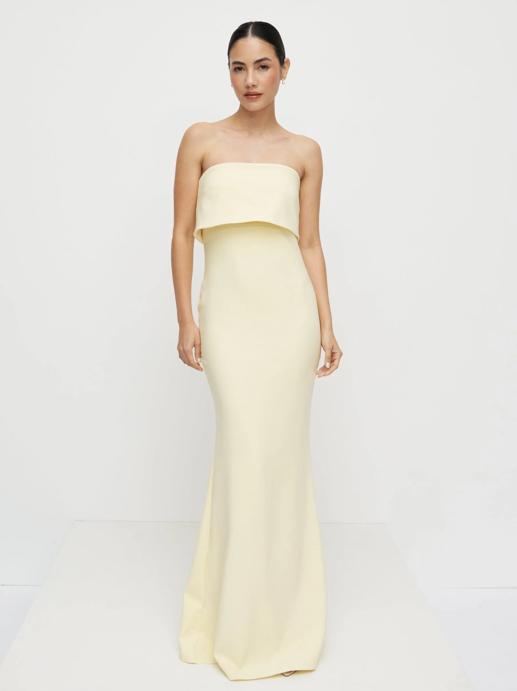 Julia Strapless Crepe Maxi Dress - Lemon sold by Pretty Lavish product image thumbnail 3