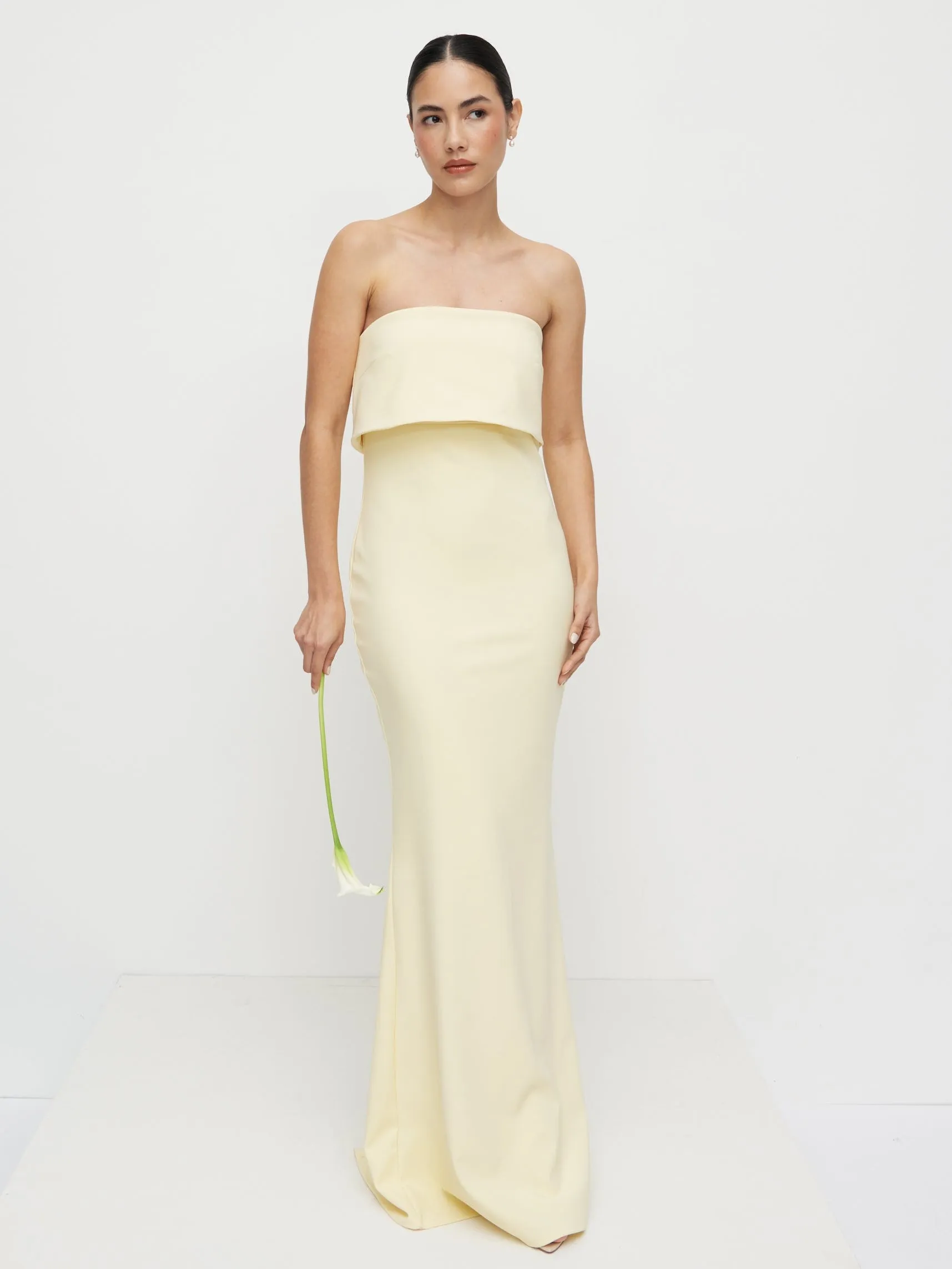 Julia Strapless Crepe Maxi Dress - Lemon sold by Pretty Lavish product image thumbnail 5