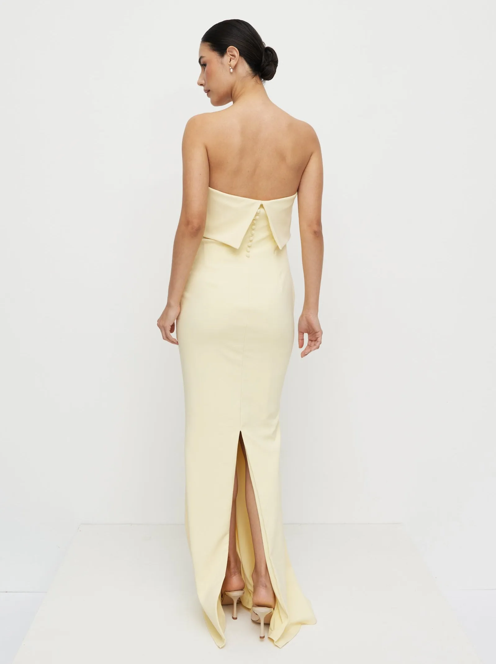 Julia Strapless Crepe Maxi Dress - Lemon sold by Pretty Lavish product image thumbnail 4