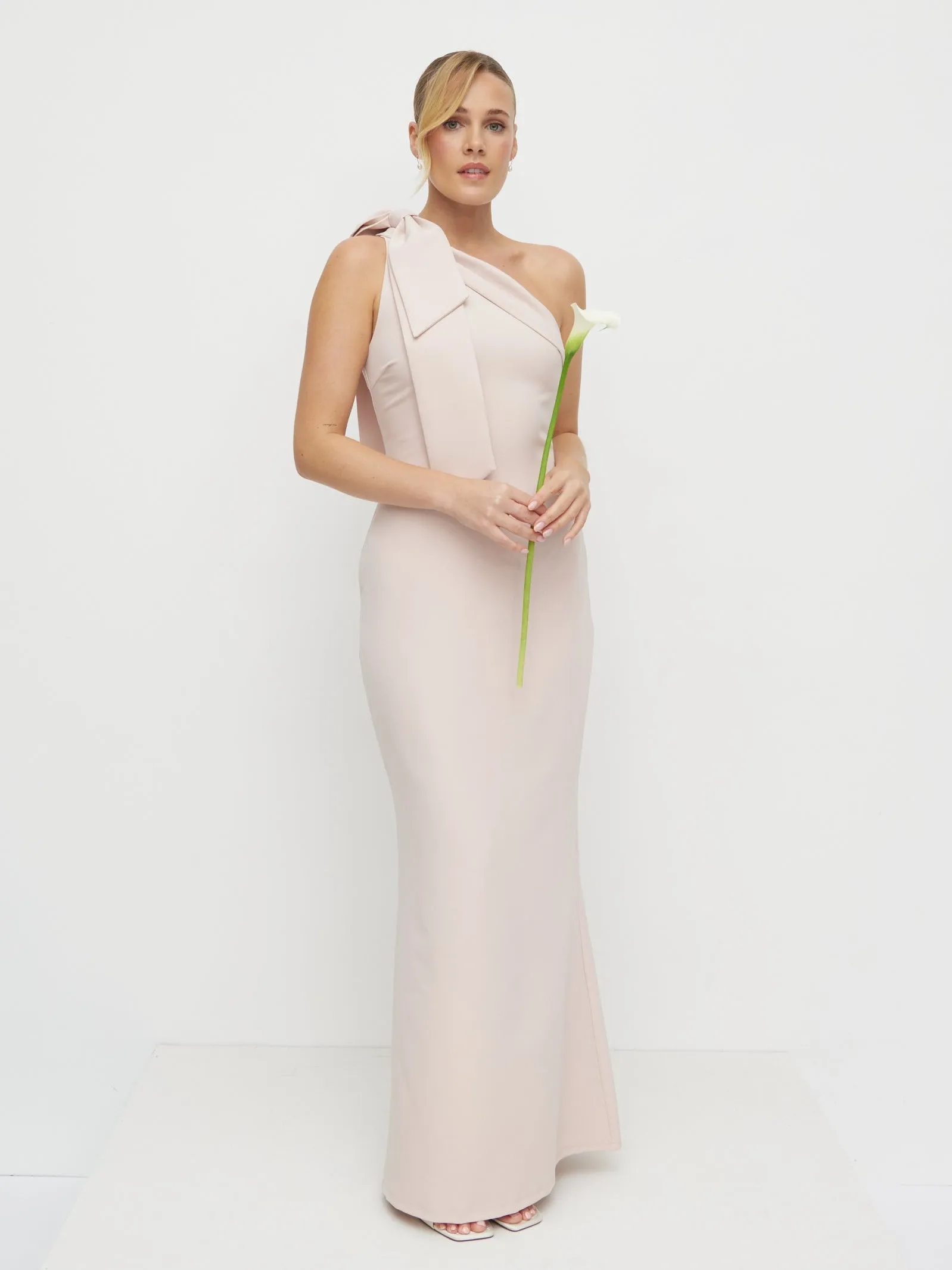 Nevaeh One Shoulder Crepe Maxi Dress - Blush sold by Pretty Lavish product image thumbnail 5