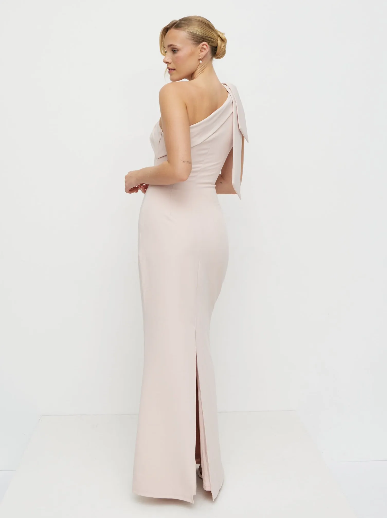 Nevaeh One Shoulder Crepe Maxi Dress - Blush sold by Pretty Lavish product image thumbnail 4