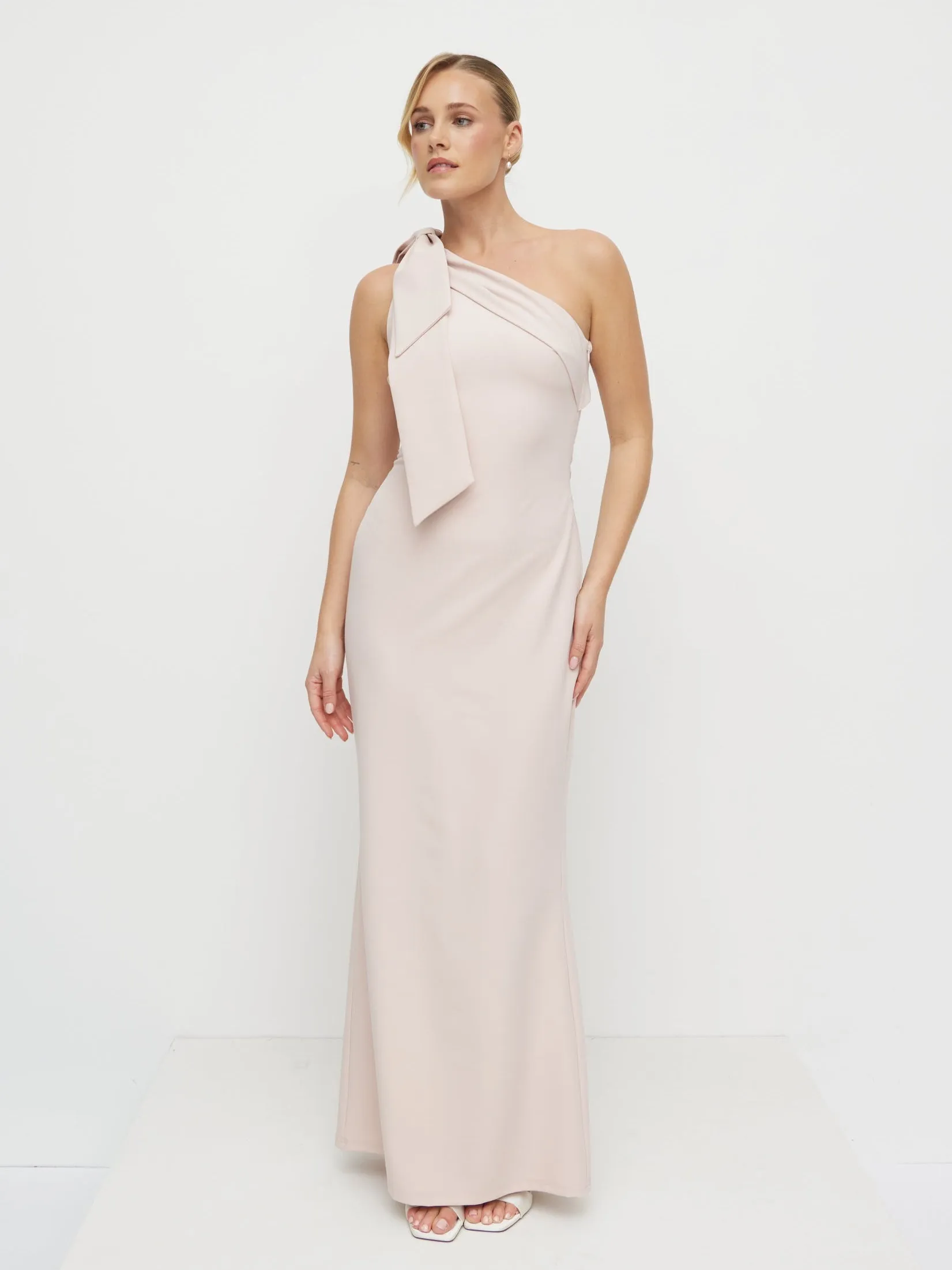 Nevaeh One Shoulder Crepe Maxi Dress - Blush sold by Pretty Lavish product image thumbnail 2
