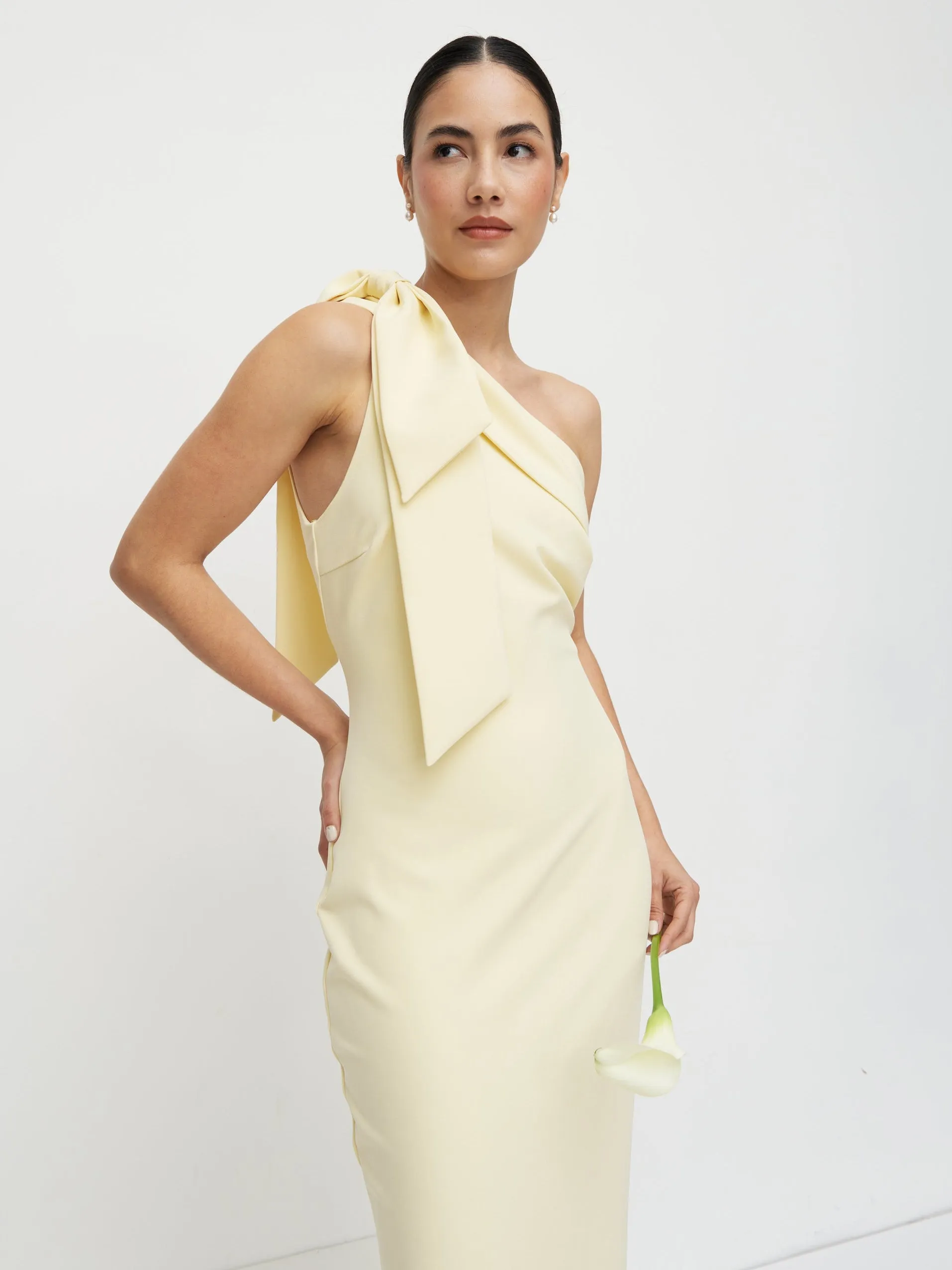 Nevaeh One Shoulder Crepe Maxi Dress - Lemon sold by Pretty Lavish product image thumbnail 4