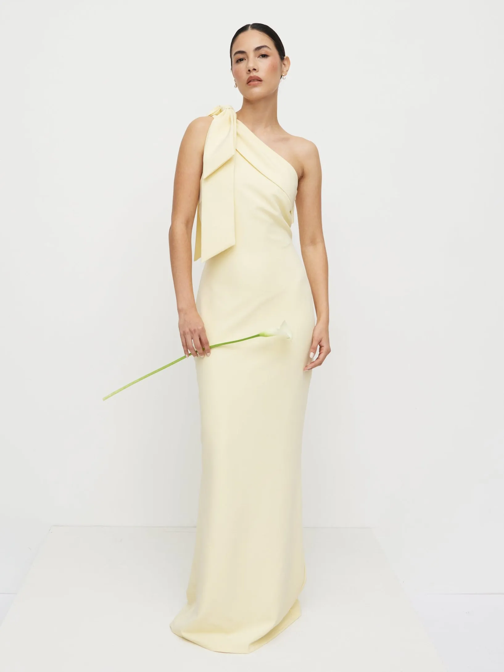 Nevaeh One Shoulder Crepe Maxi Dress - Lemon sold by Pretty Lavish product image thumbnail 3