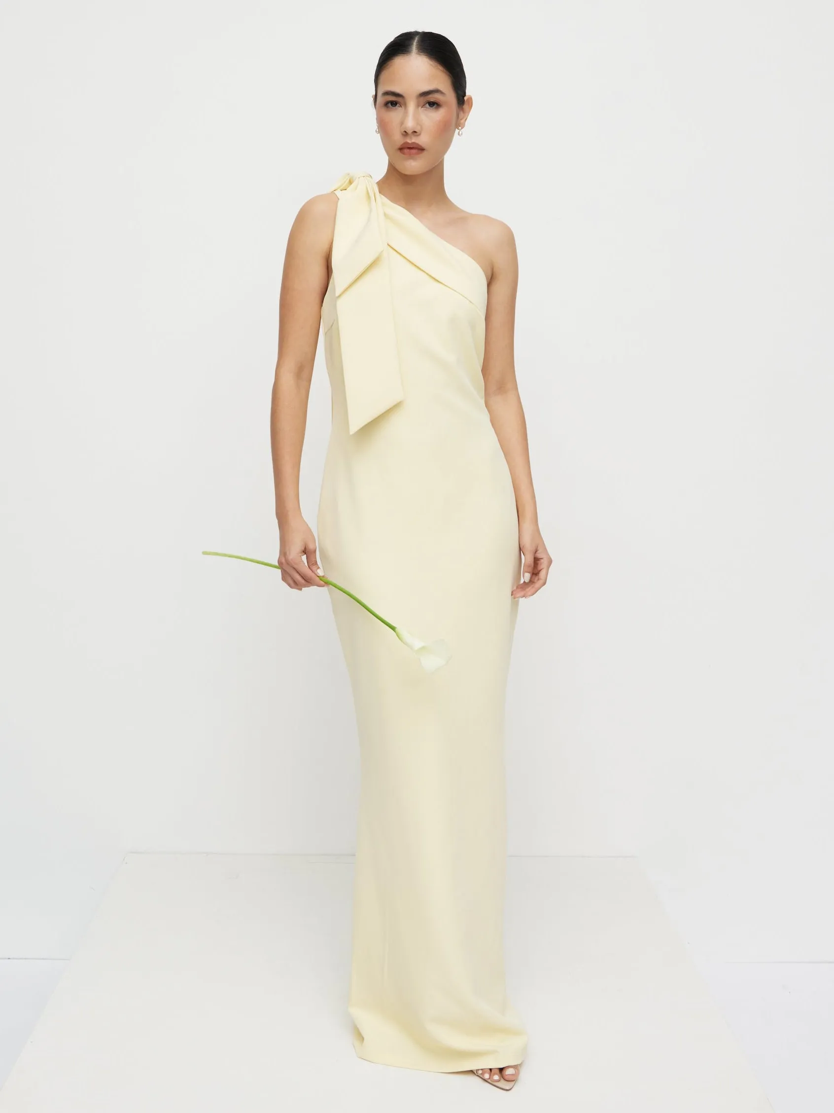 Nevaeh One Shoulder Crepe Maxi Dress - Lemon sold by Pretty Lavish product image thumbnail 2