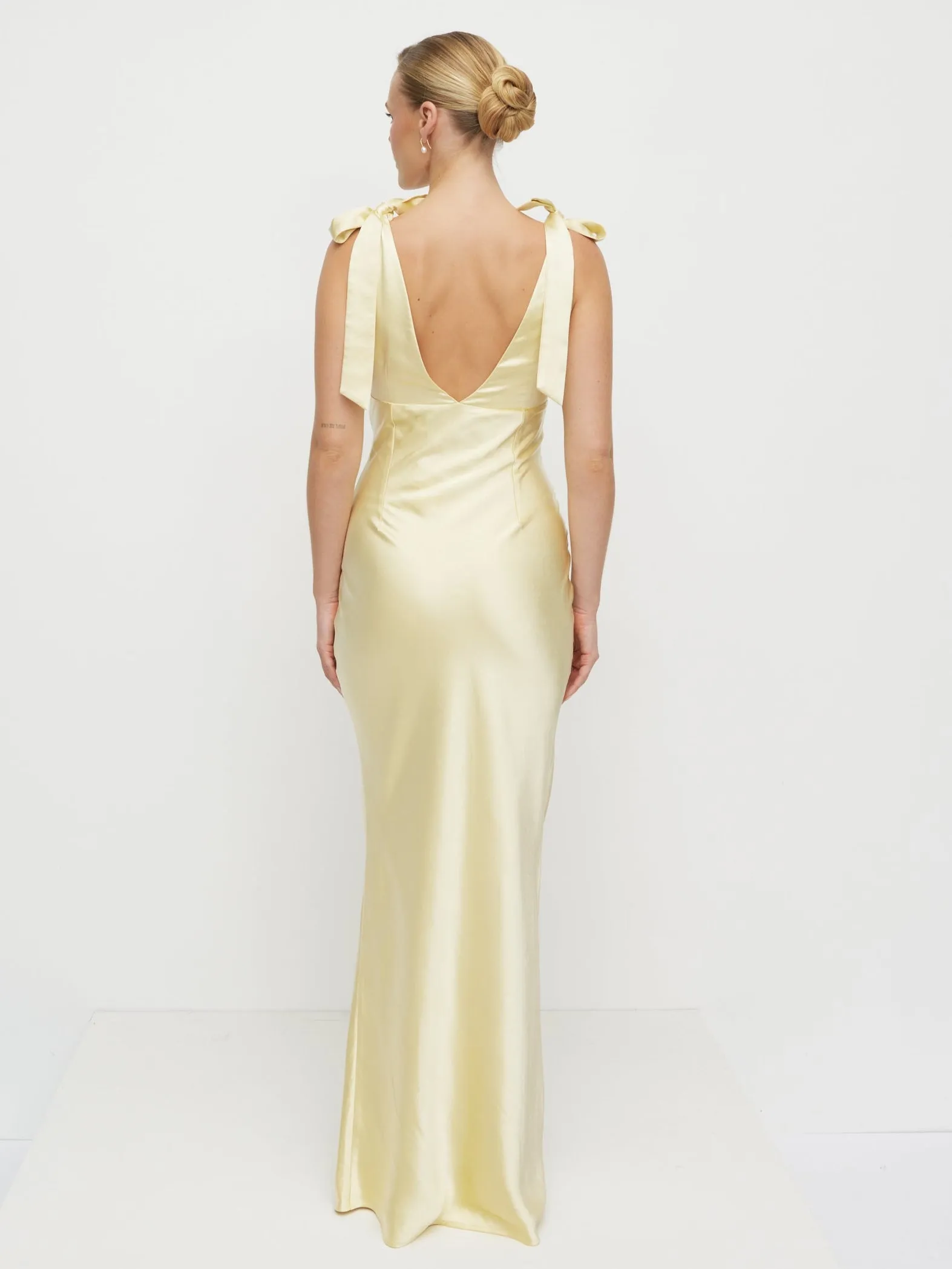 Piper Tie Satin Maxi Dress - Lemon sold by Pretty Lavish product image thumbnail 5