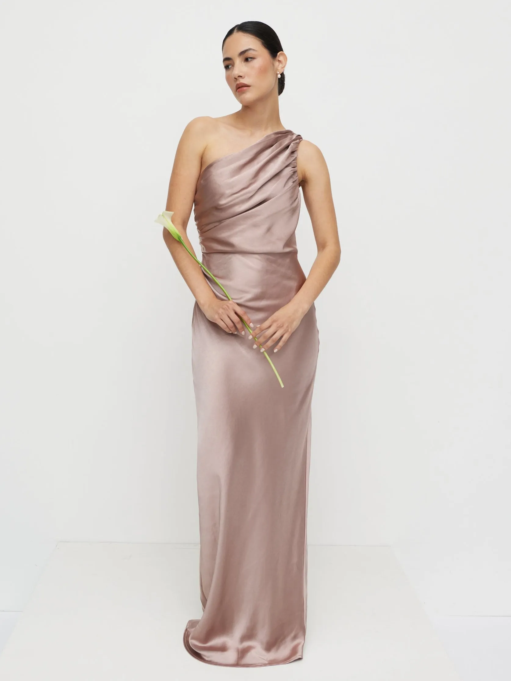 Juliet Ruched Satin Maxi Dress - Amethyst sold by Pretty Lavish product image thumbnail 3