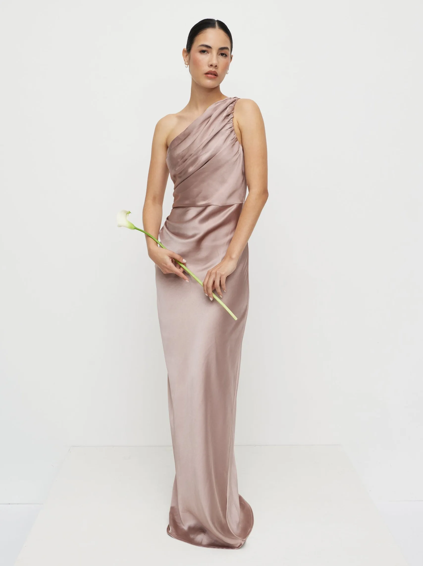 Juliet Ruched Satin Maxi Dress - Amethyst sold by Pretty Lavish product image thumbnail 4