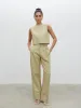 Bryony Boxy Linen Top - Olive sold by Pretty Lavish