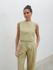 Bryony Boxy Linen Top - Olive sold by Pretty Lavish