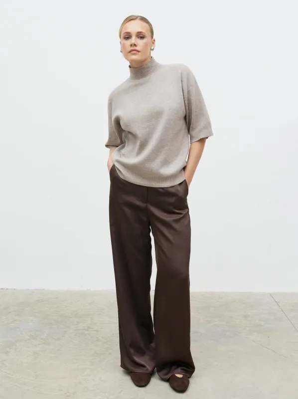 Carmel 3/4 Sleeve Grown Neck Knit Jumper - Beige sold by Pretty Lavish