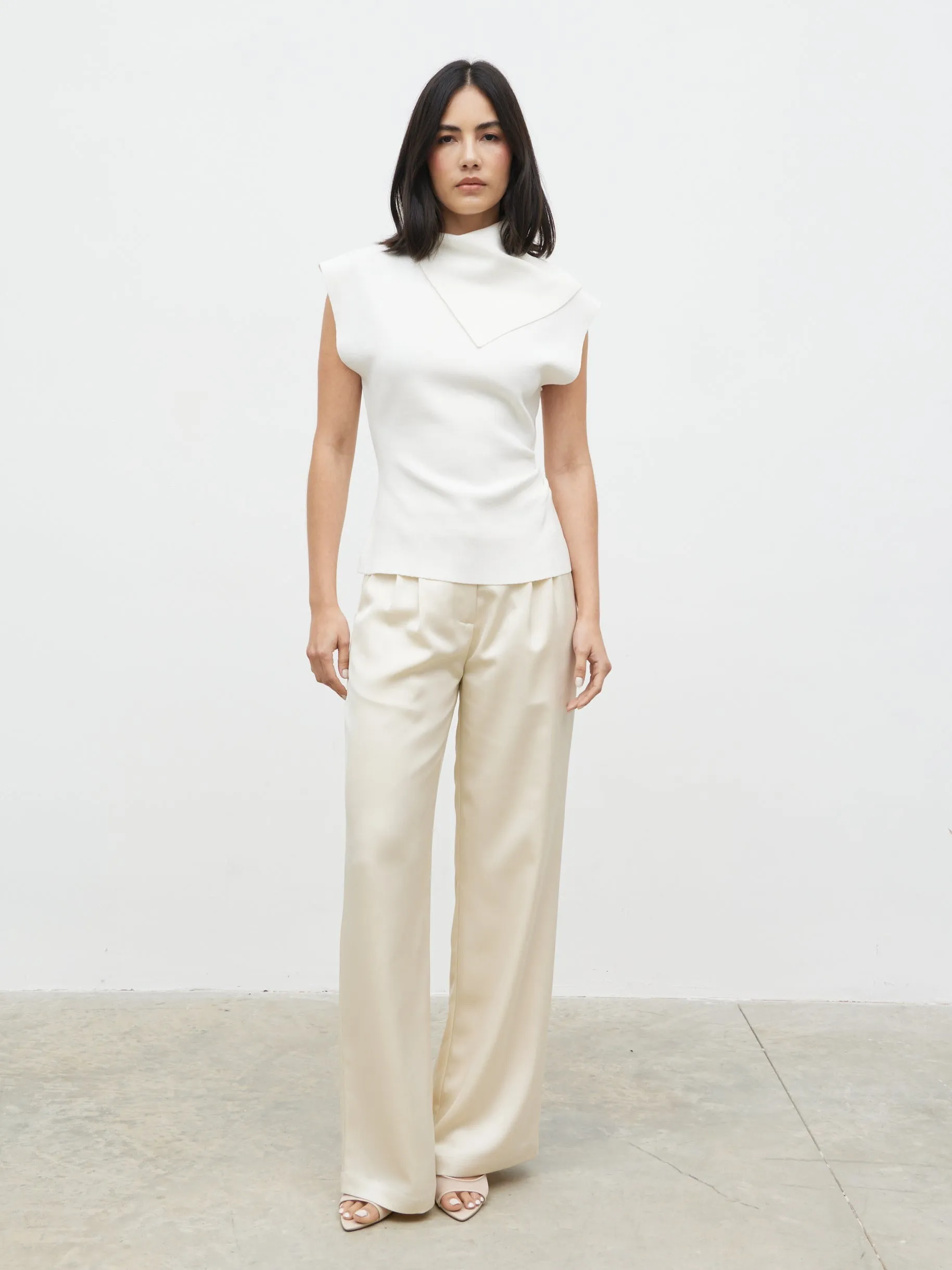 Saturn Contrast Neck Detail Knit Top - Cream sold by Pretty Lavish product image thumbnail 2