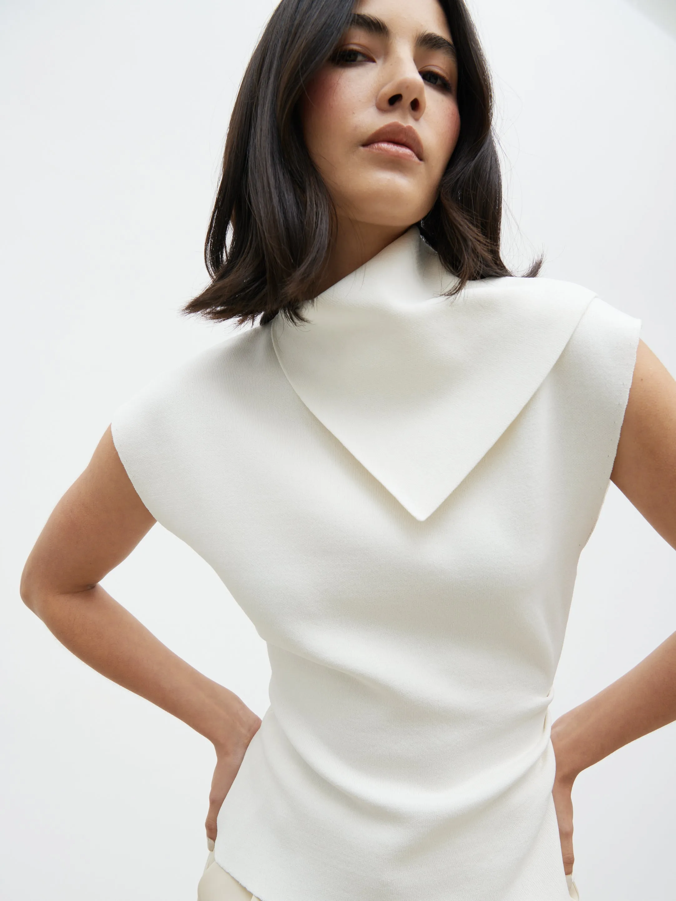 Saturn Contrast Neck Detail Knit Top - Cream sold by Pretty Lavish product image thumbnail 4