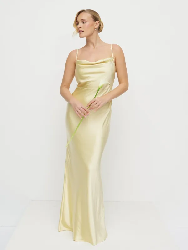 Keisha Maxi Bridesmaid Dress - Lemon made by Pretty Lavish