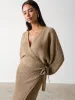 Aidan Cosy Wrap Dress - Light Brown sold by Pretty Lavish