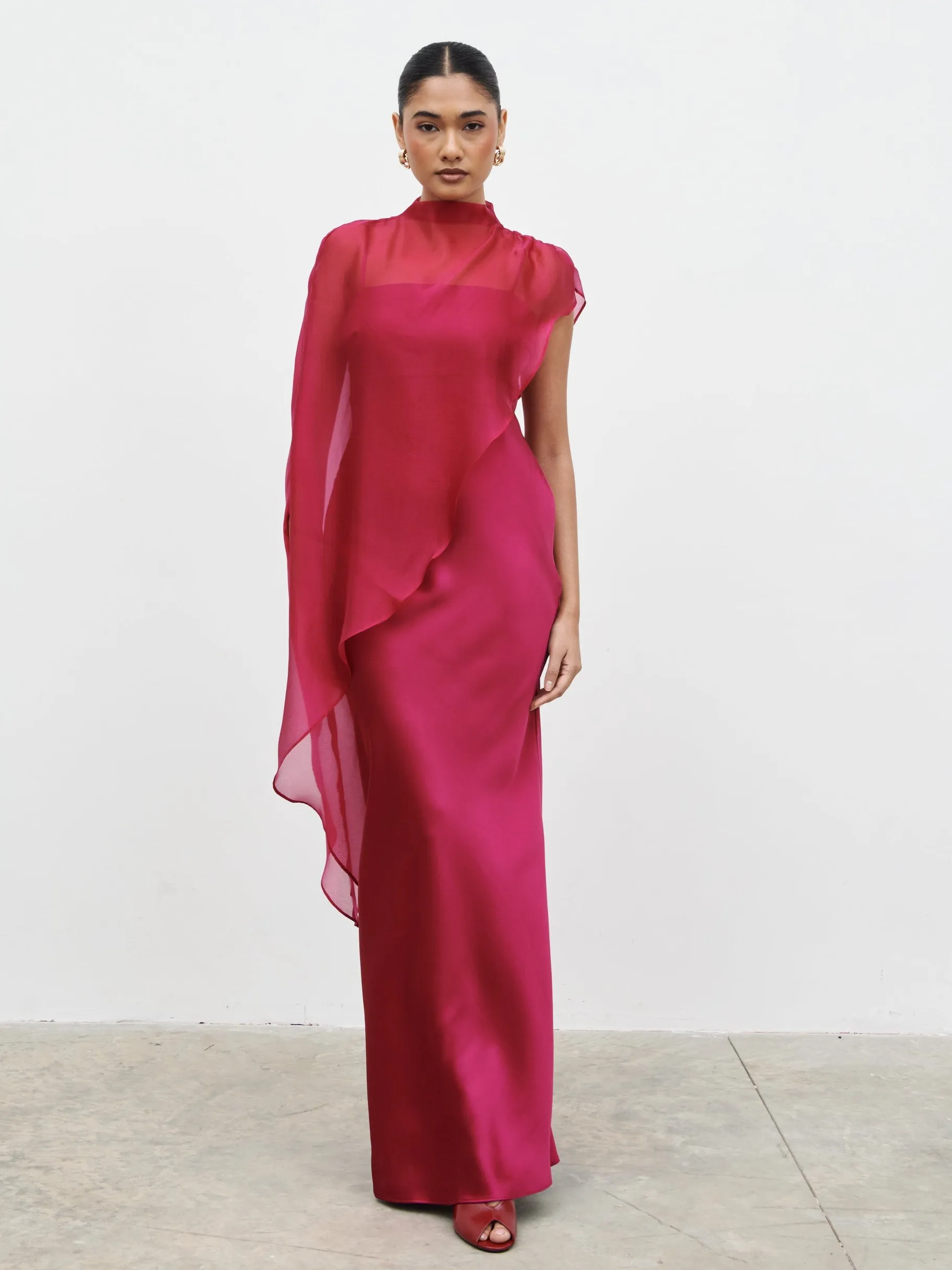 Saylor Cape Maxi Dress - Berry sold by Pretty Lavish product image thumbnail 2