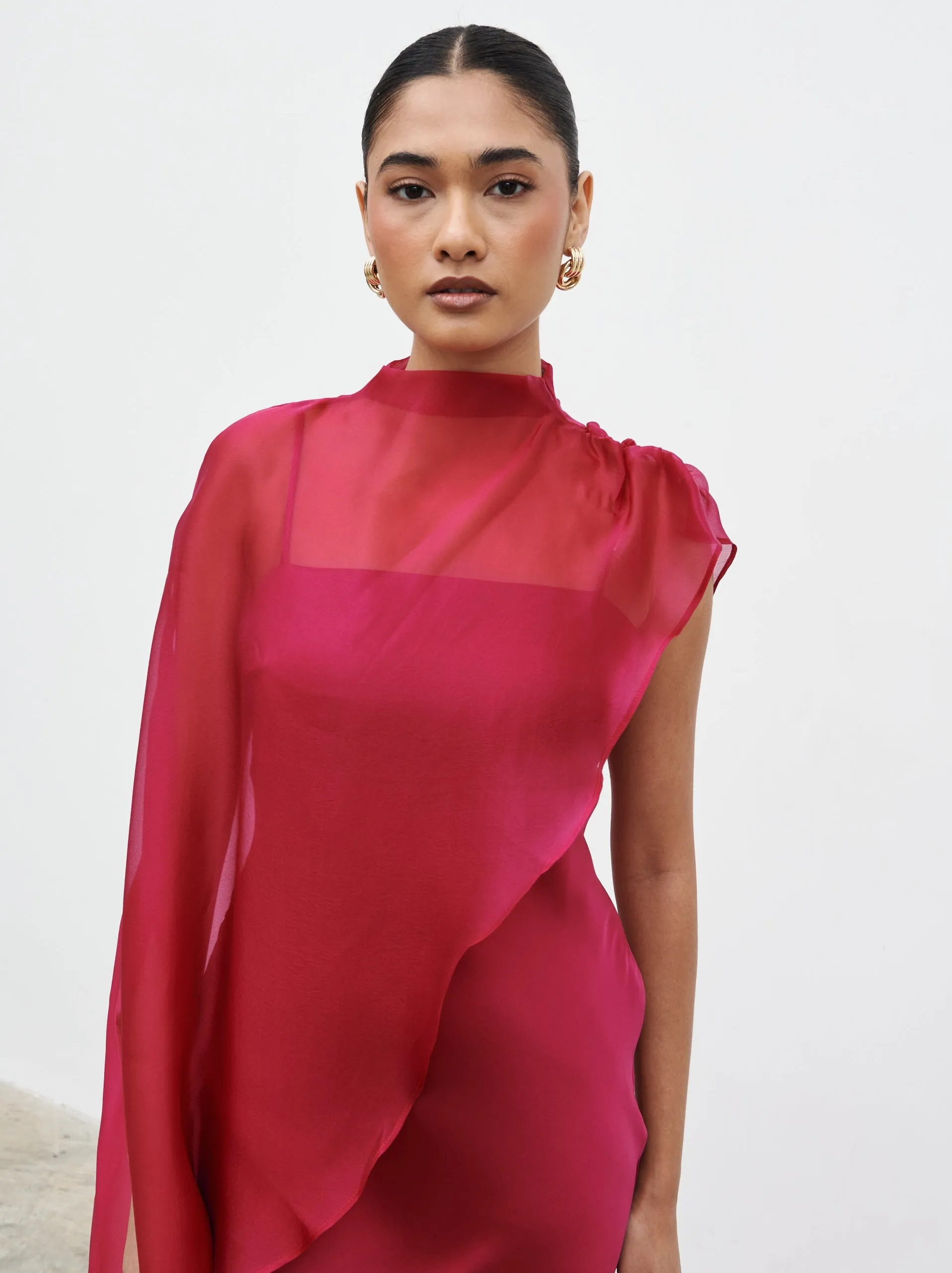 Saylor Cape Maxi Dress - Berry sold by Pretty Lavish product image thumbnail 4