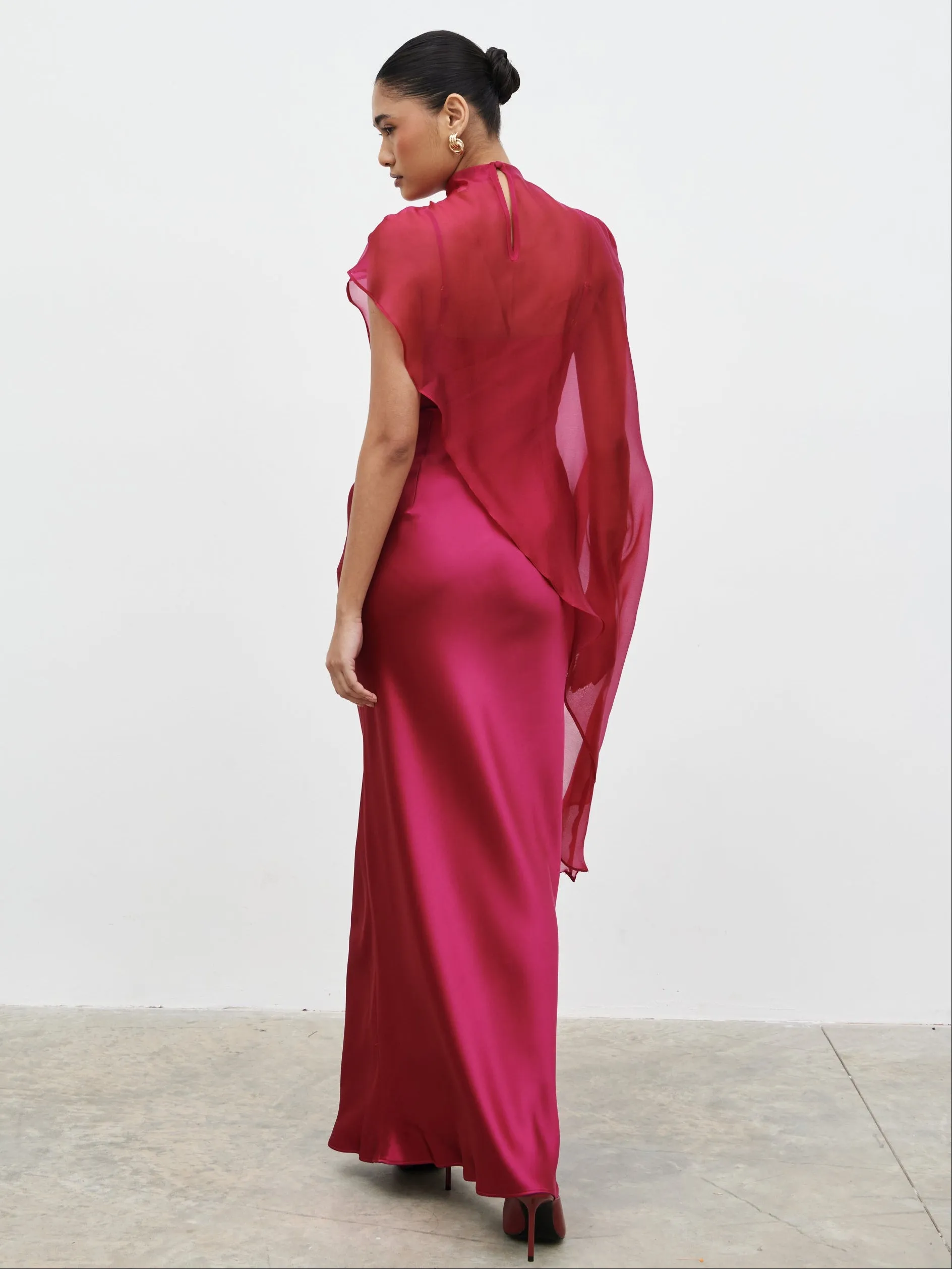 Saylor Cape Maxi Dress - Berry sold by Pretty Lavish product image thumbnail 5
