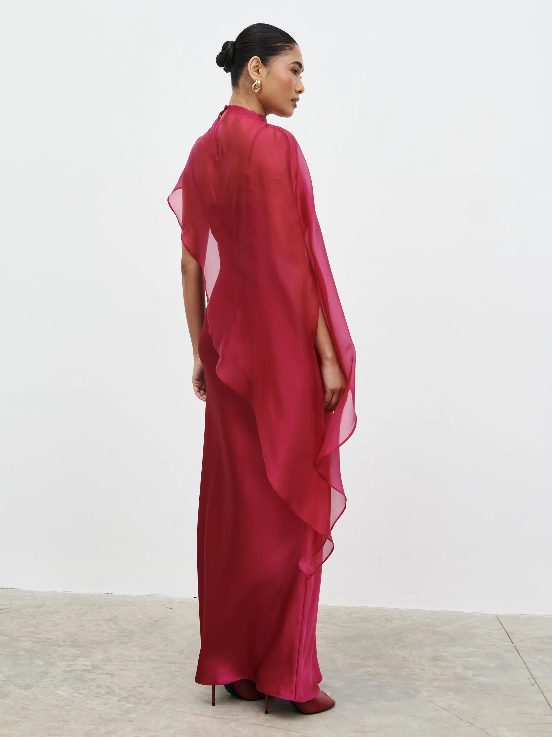 Saylor Cape Maxi Dress - Berry sold by Pretty Lavish product image thumbnail 3