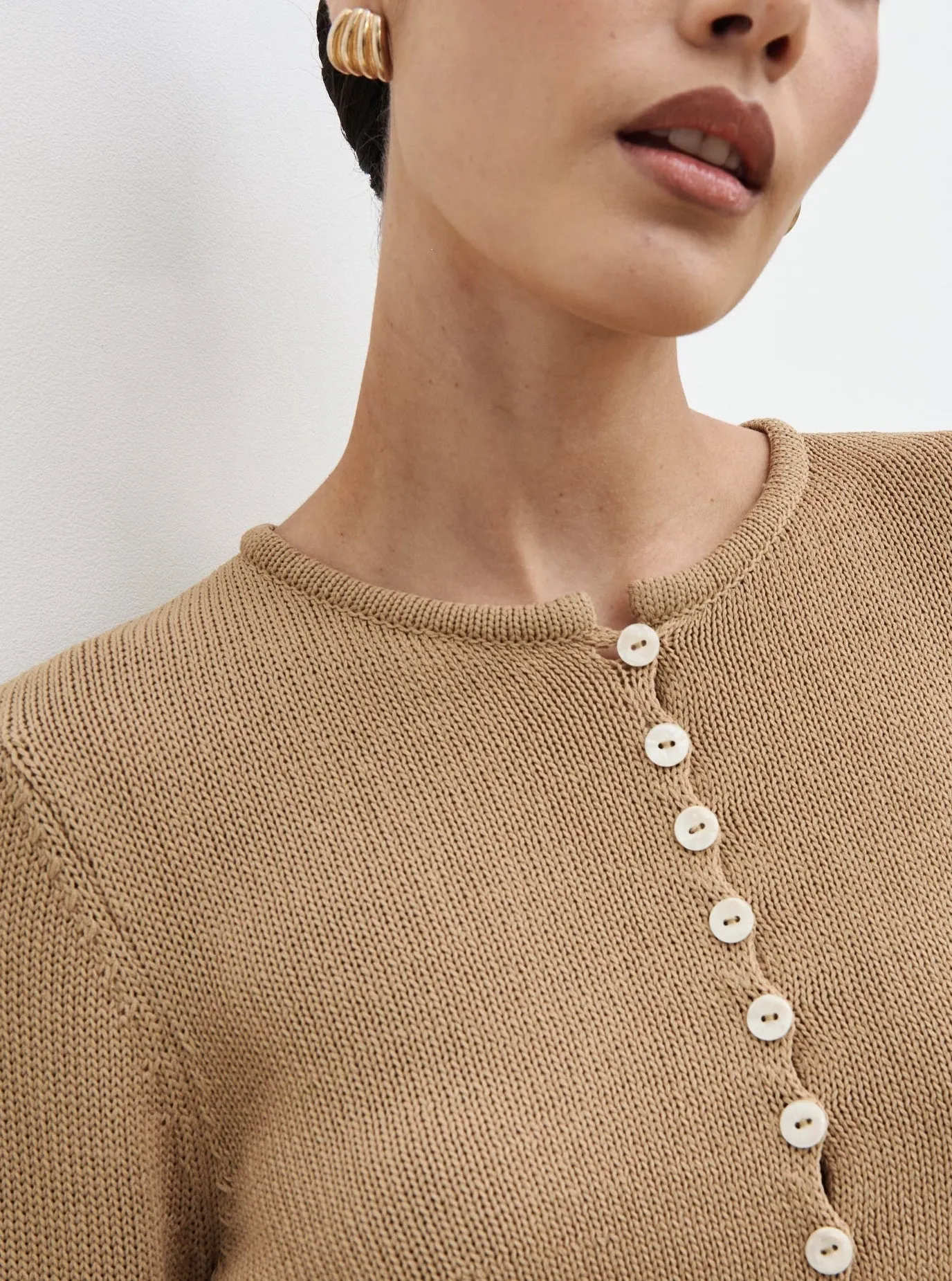 Kendall Rustic Button Down Knit Top - Tan sold by Pretty Lavish product image thumbnail 4