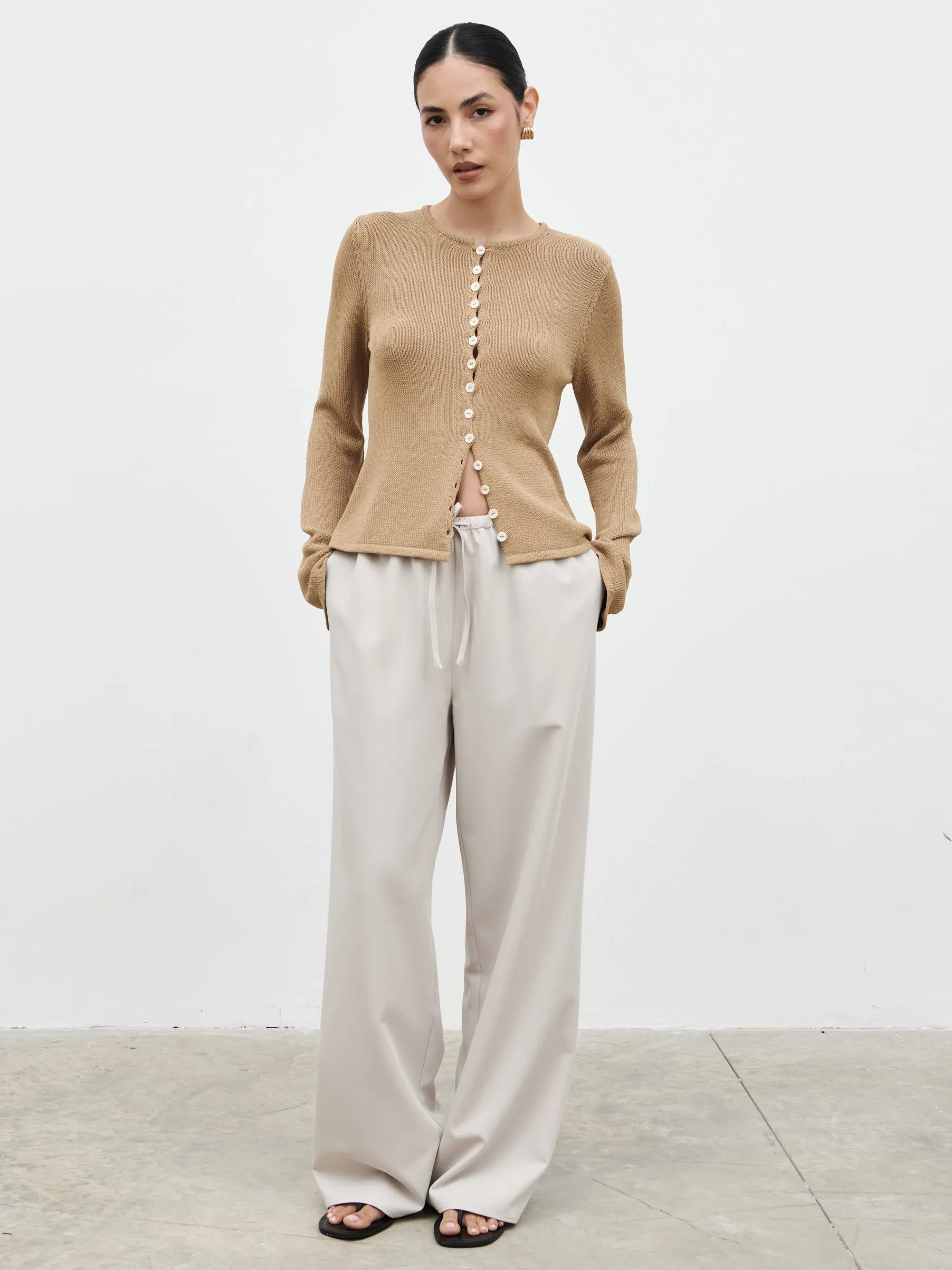 Kendall Rustic Button Down Knit Top - Tan sold by Pretty Lavish product image thumbnail 2