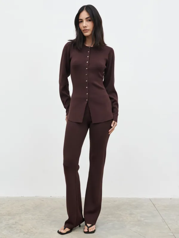 Gracelyn Knit Cardigan - Chocolate Brown made by Pretty Lavish