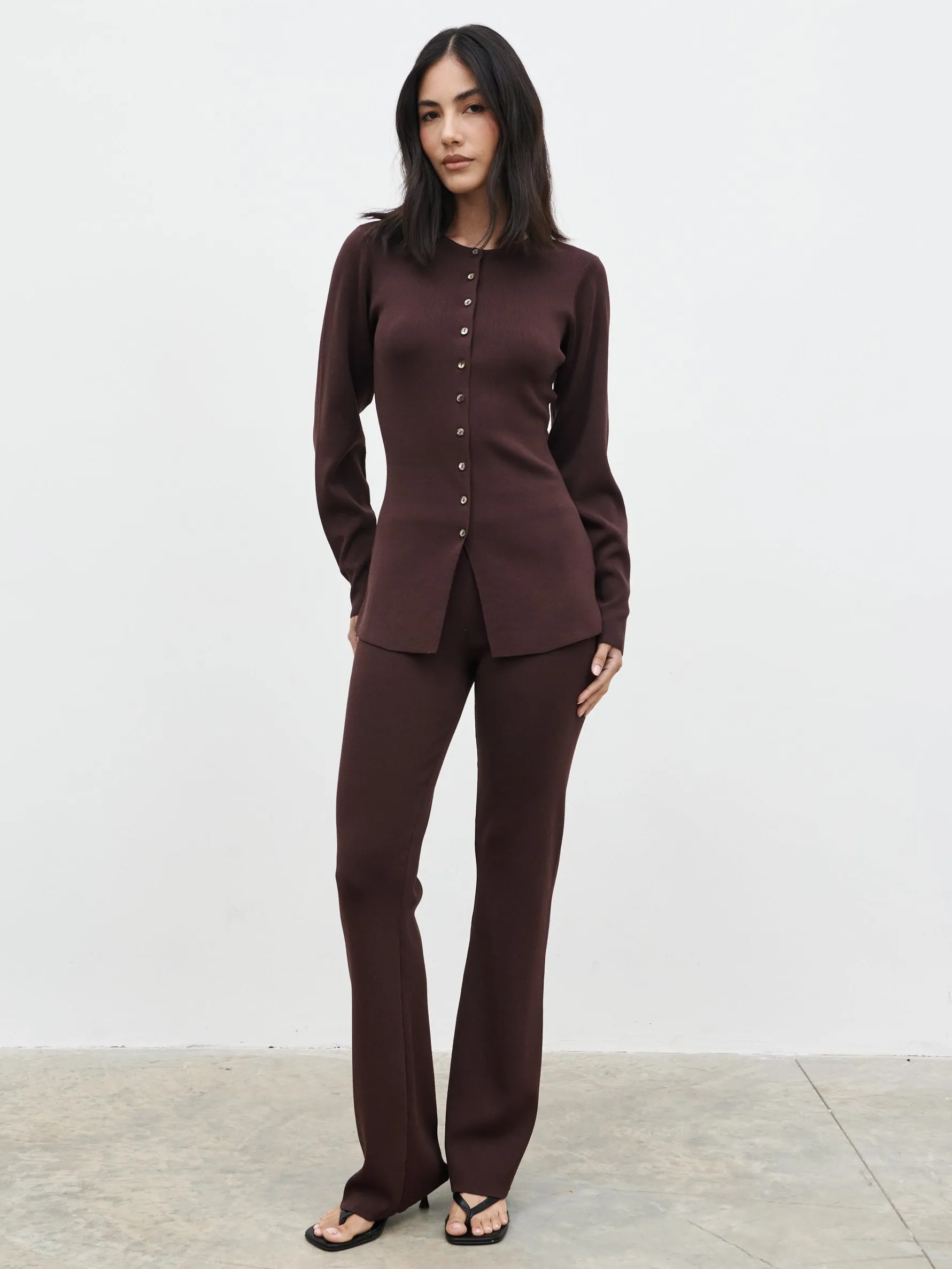 Gracelyn Knit Cardigan - Chocolate Brown sold by Pretty Lavish