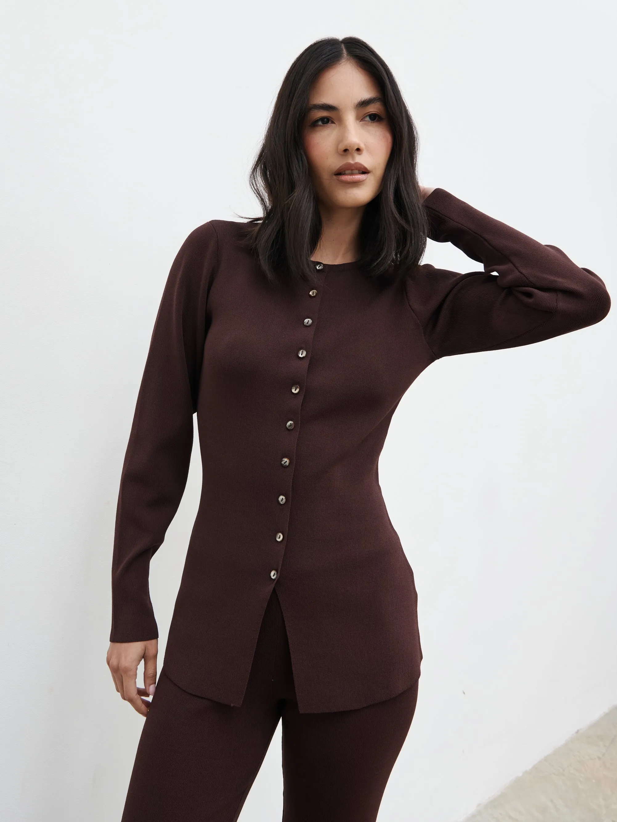 Gracelyn Knit Cardigan - Chocolate Brown sold by Pretty Lavish product image thumbnail 2