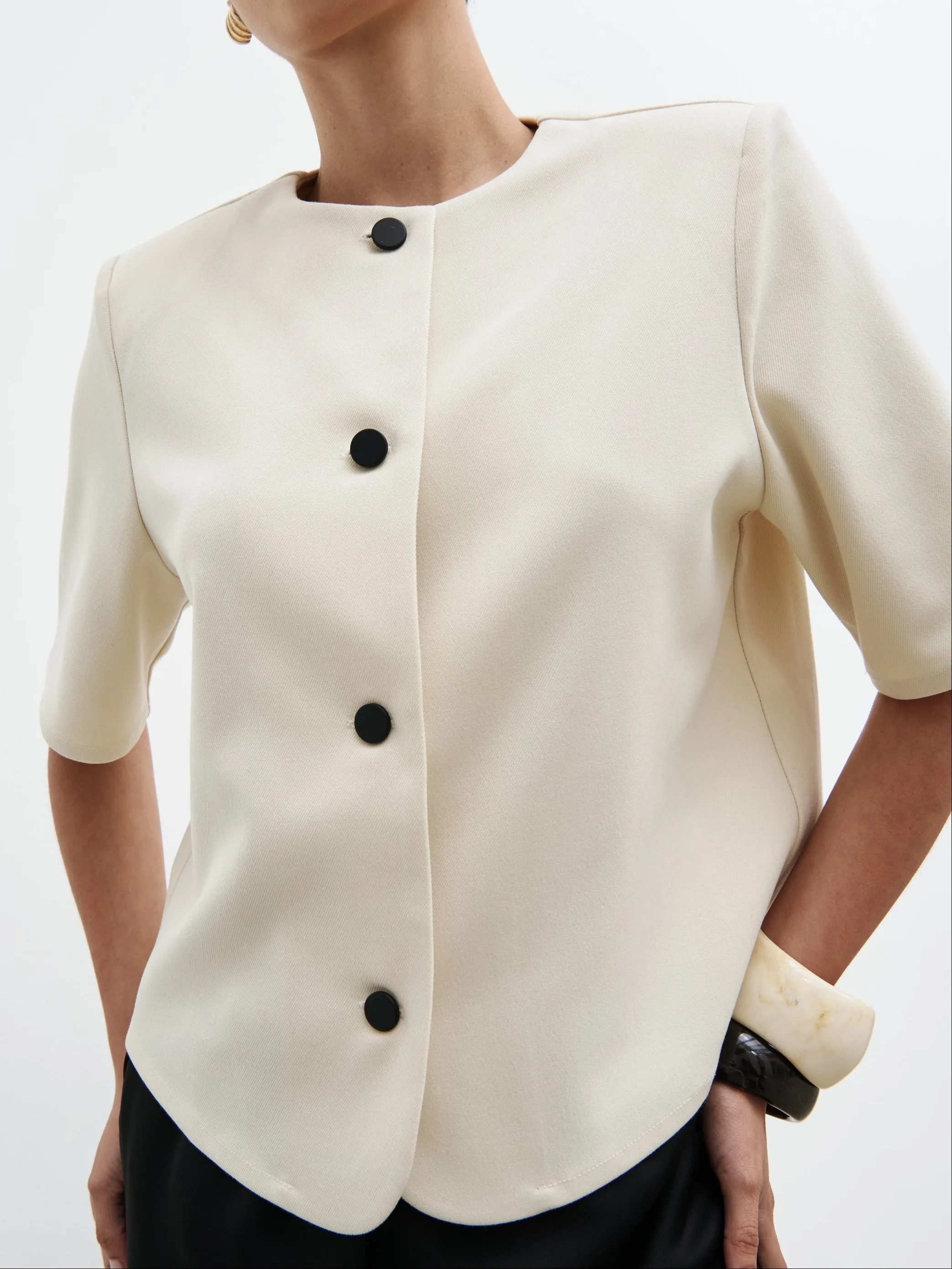 Essie Short Sleeve Button Down Top - Stone sold by Pretty Lavish product image thumbnail 4