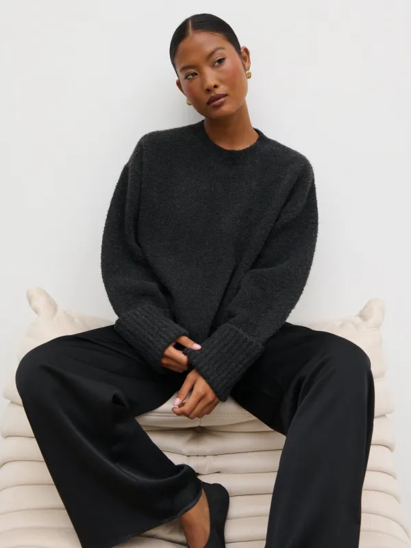 Camille Oversized Borg Jumper - Slate Grey sold by Pretty Lavish