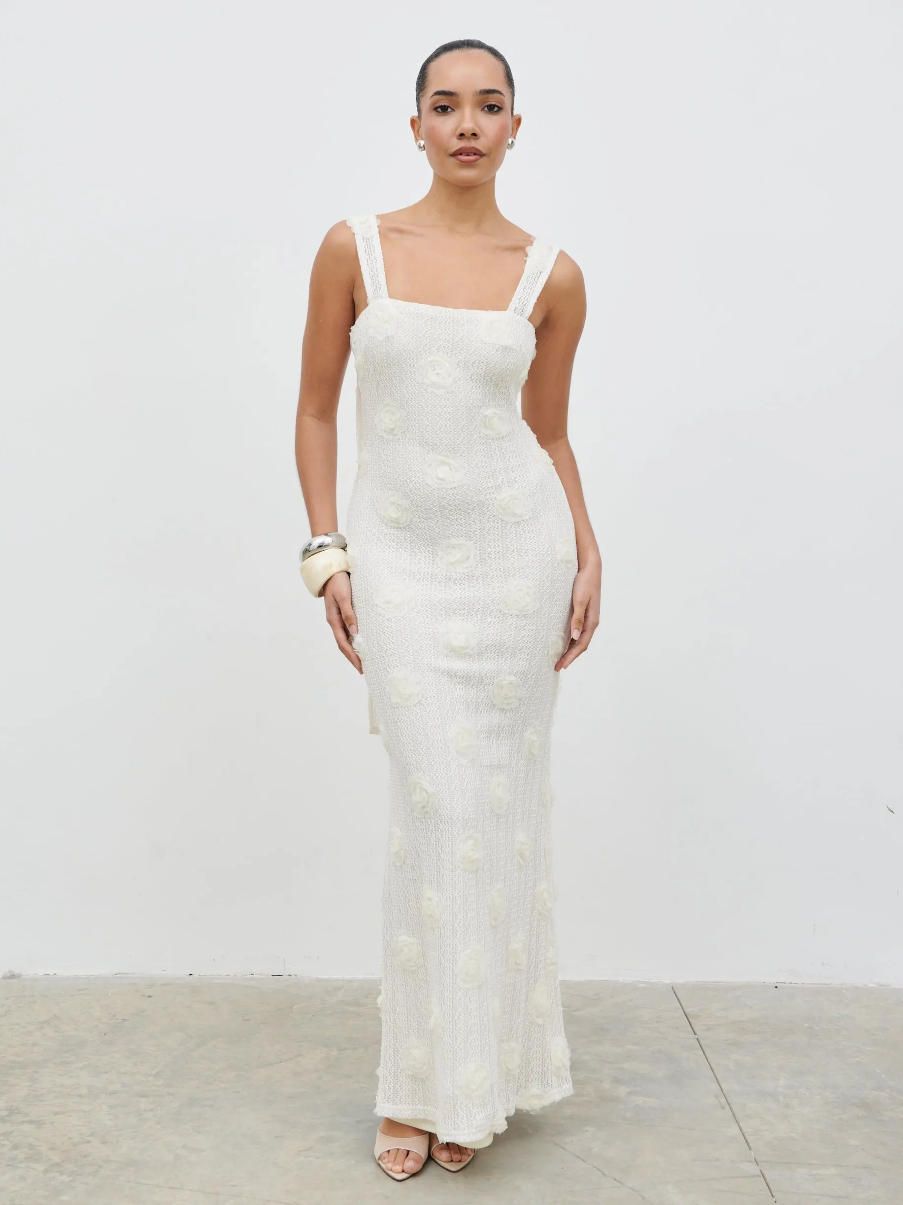 Nancie Floral Maxi Dress - Cream sold by Pretty Lavish