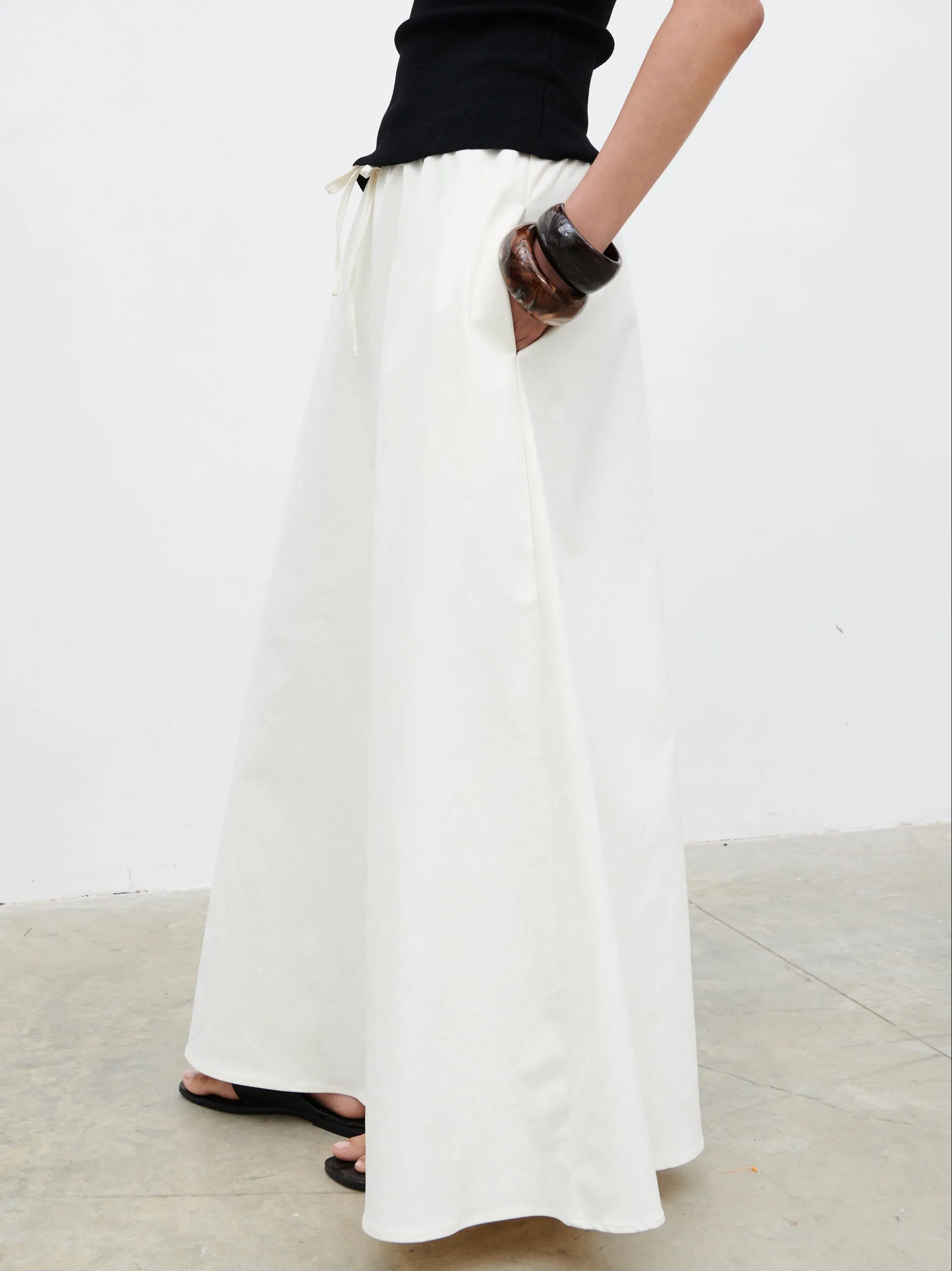 Kennedi Drawstring Maxi Skirt - Cream sold by Pretty Lavish product image thumbnail 2