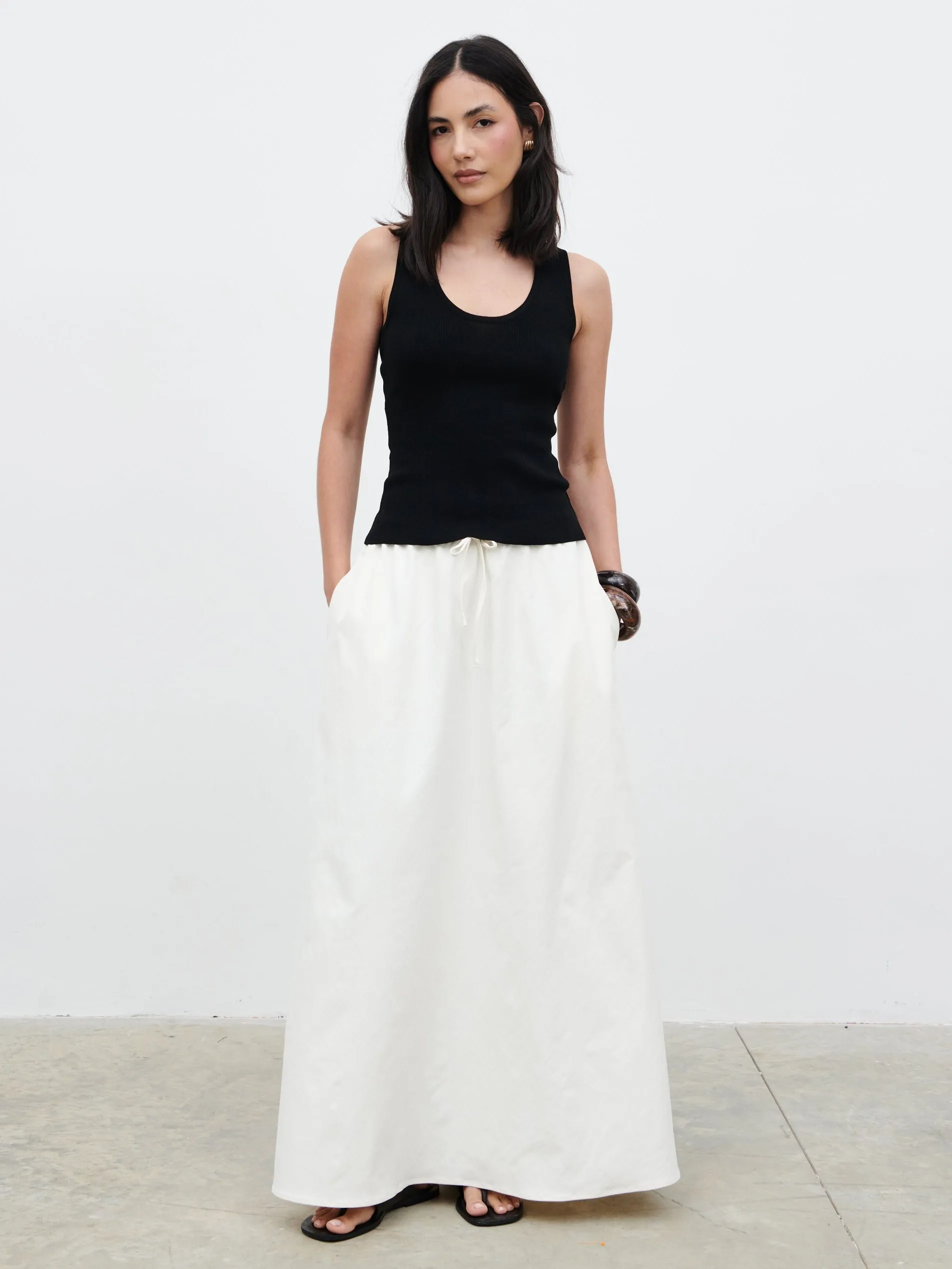 Kennedi Drawstring Maxi Skirt - Cream sold by Pretty Lavish