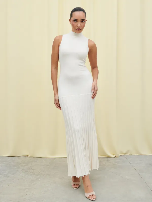 Zena Grown Neck Drop Hem Maxi Dress - Cream made by Pretty Lavish
