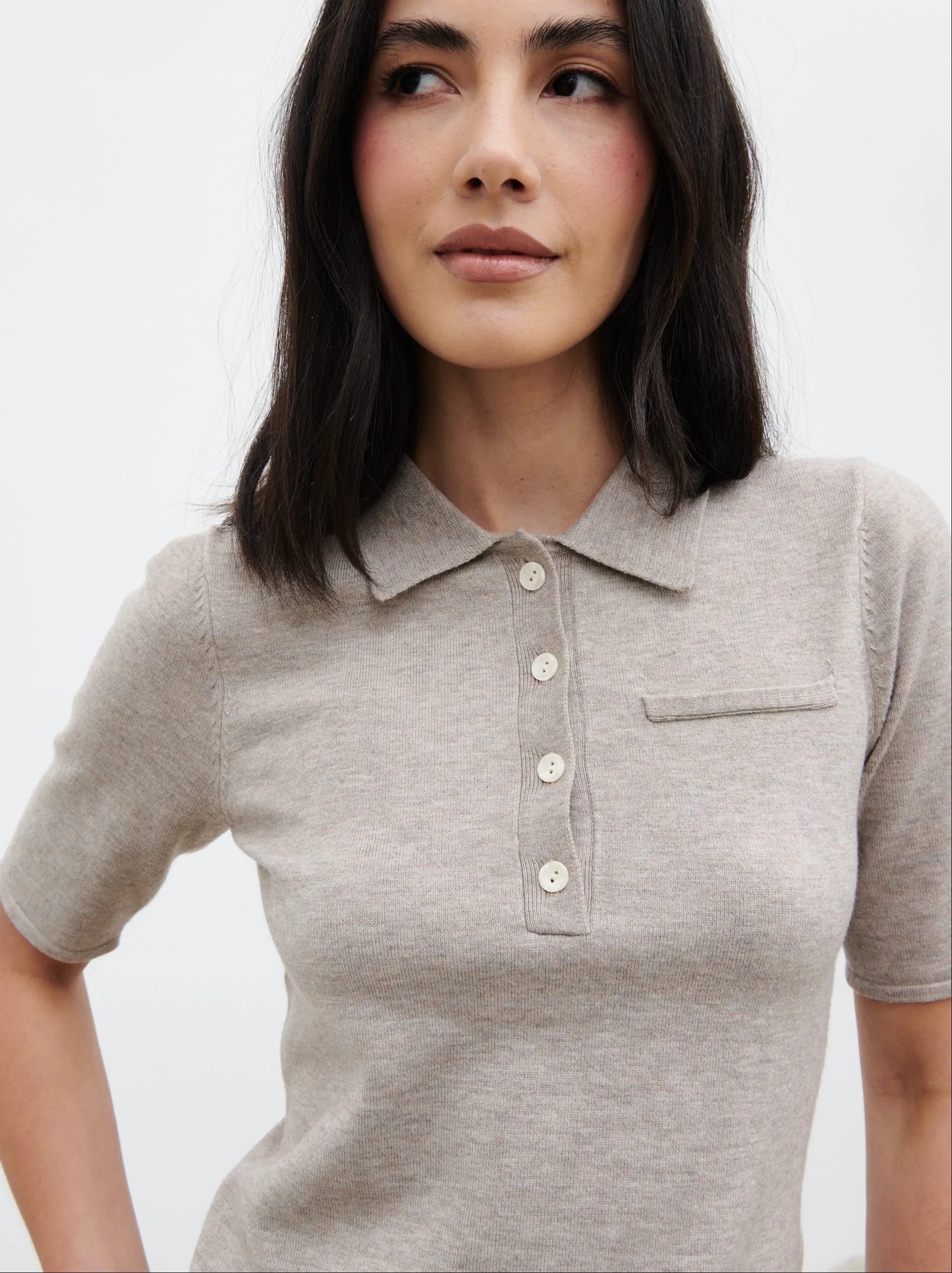 Alva Knitted Polo Top - Light Taupe sold by Pretty Lavish product image thumbnail 3